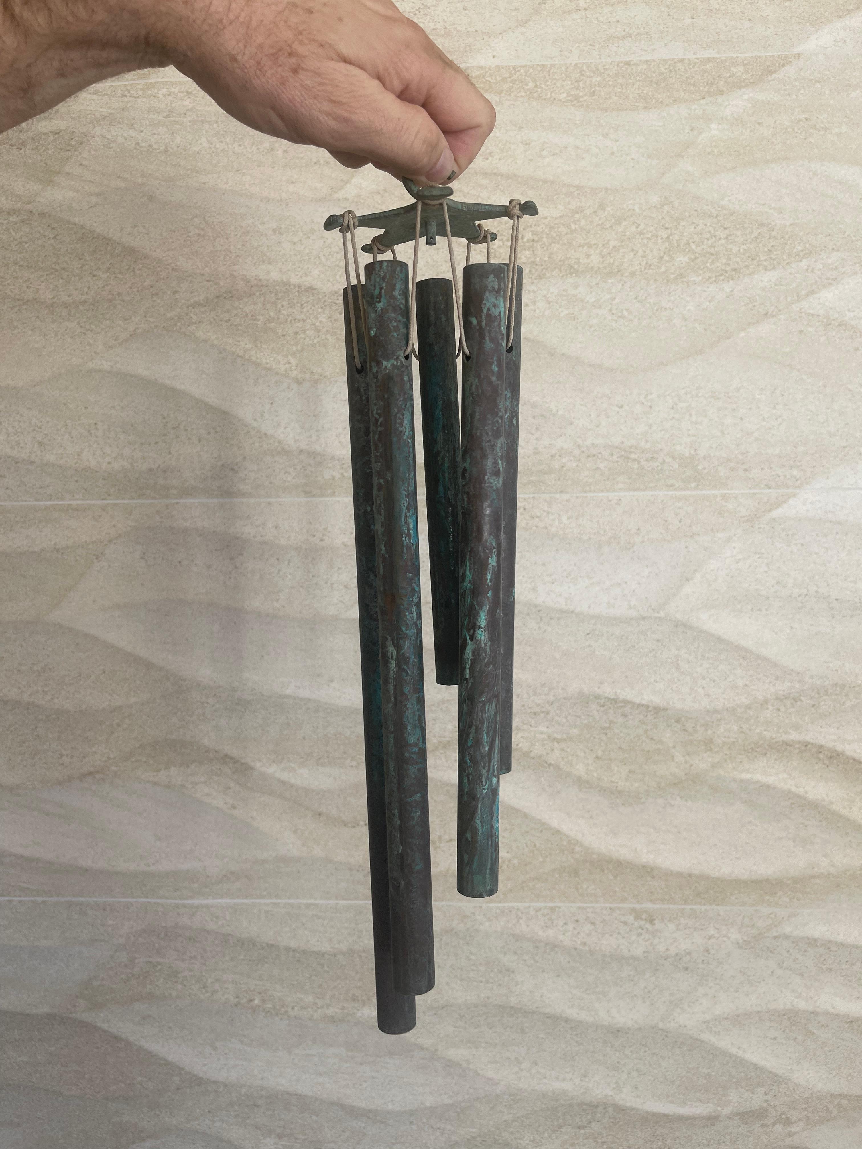 American Patinated Bronze Wind Chimes in the Style of Walter Lamb