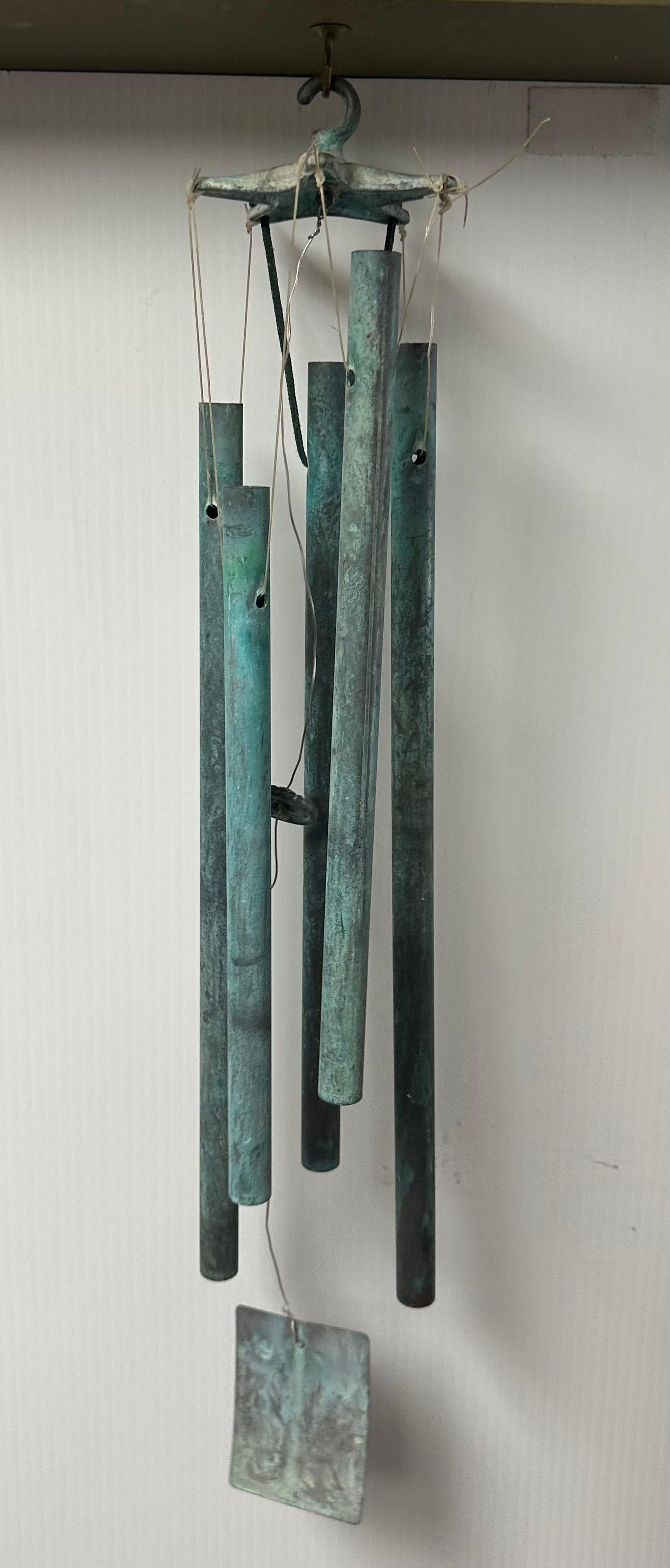 Patinated Bronze Wind Chimes in the Style of Walter Lamb 1