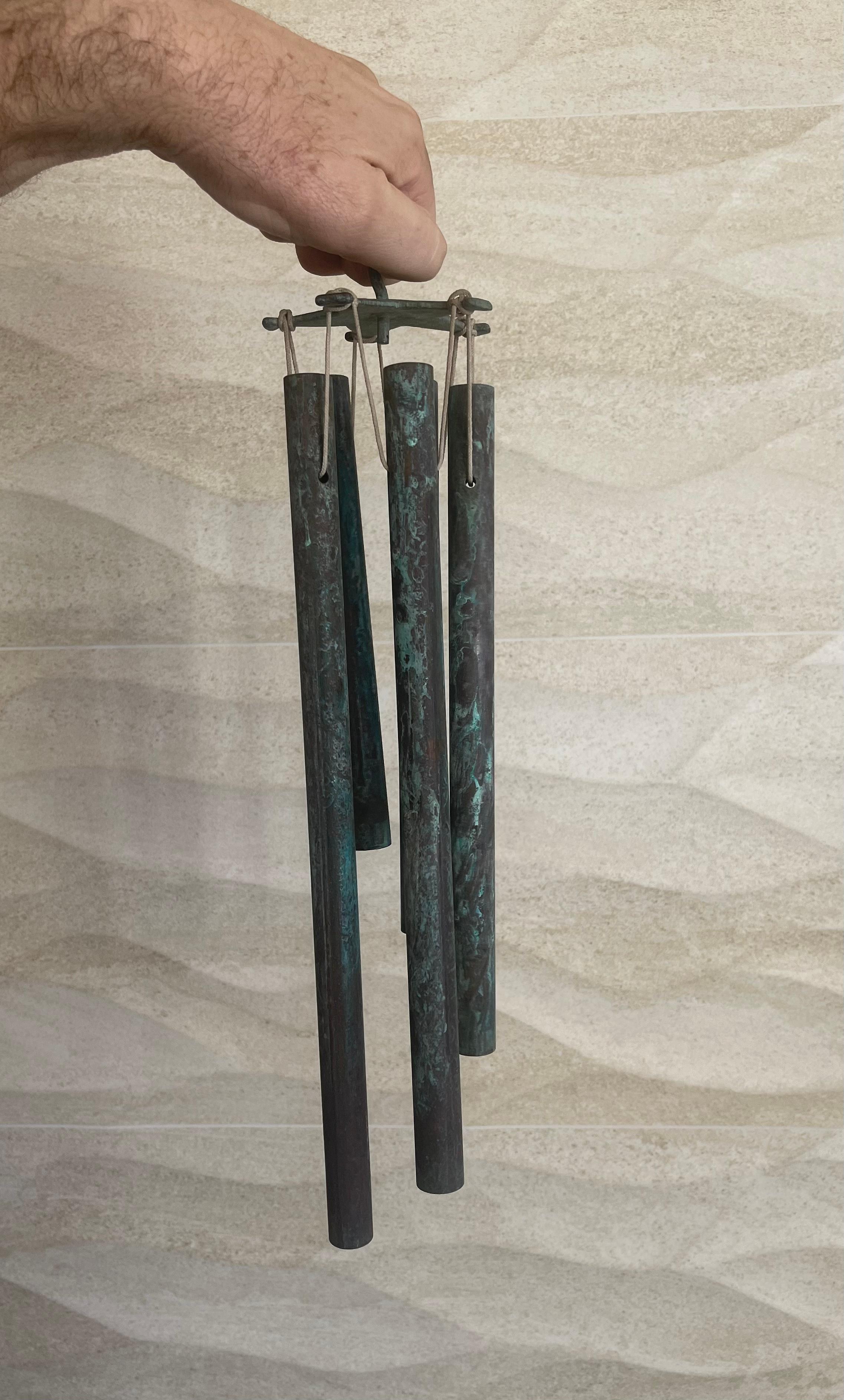 Patinated Bronze Wind Chimes in the Style of Walter Lamb In Good Condition In San Diego, CA