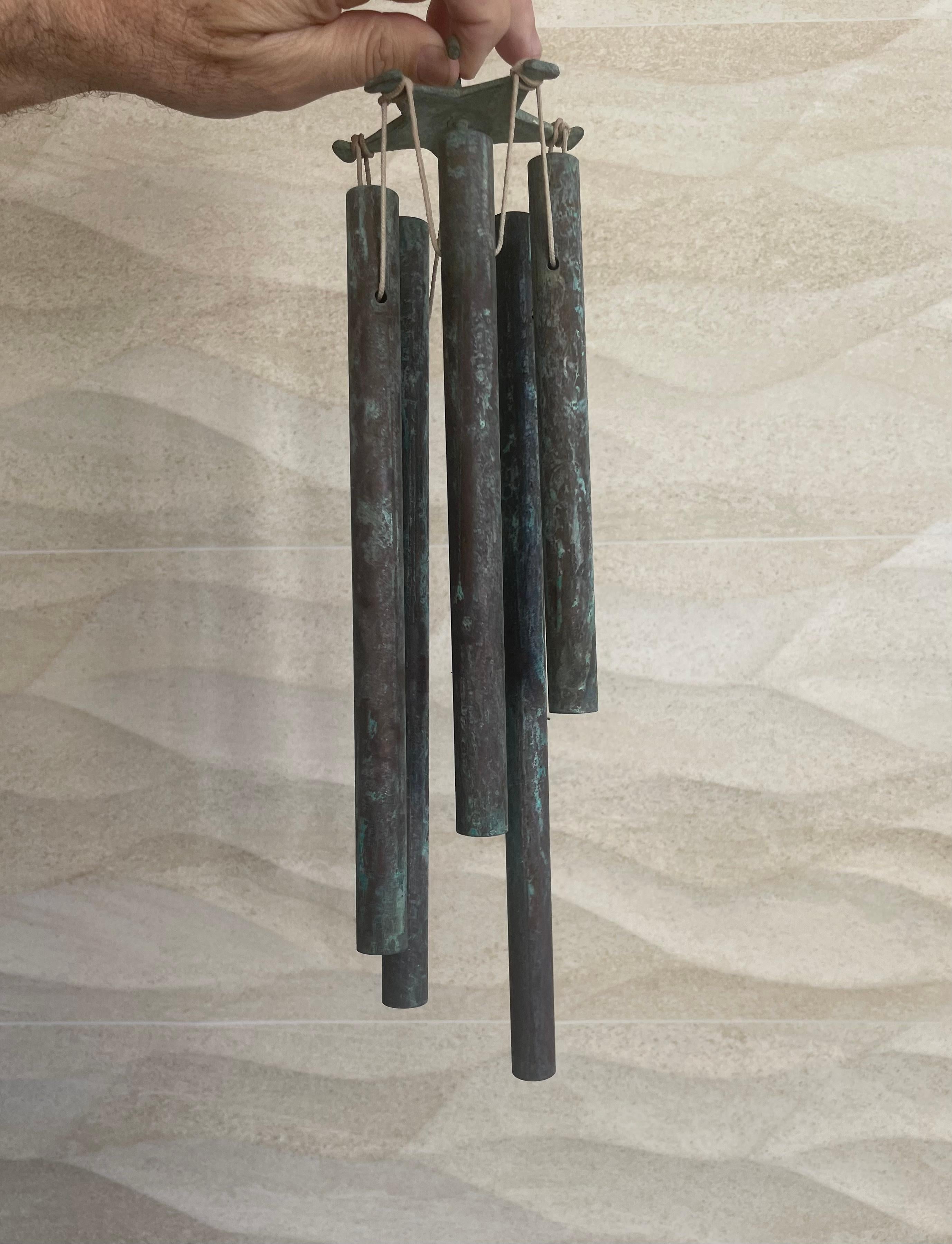 Patinated Bronze Wind Chimes in the Style of Walter Lamb 1