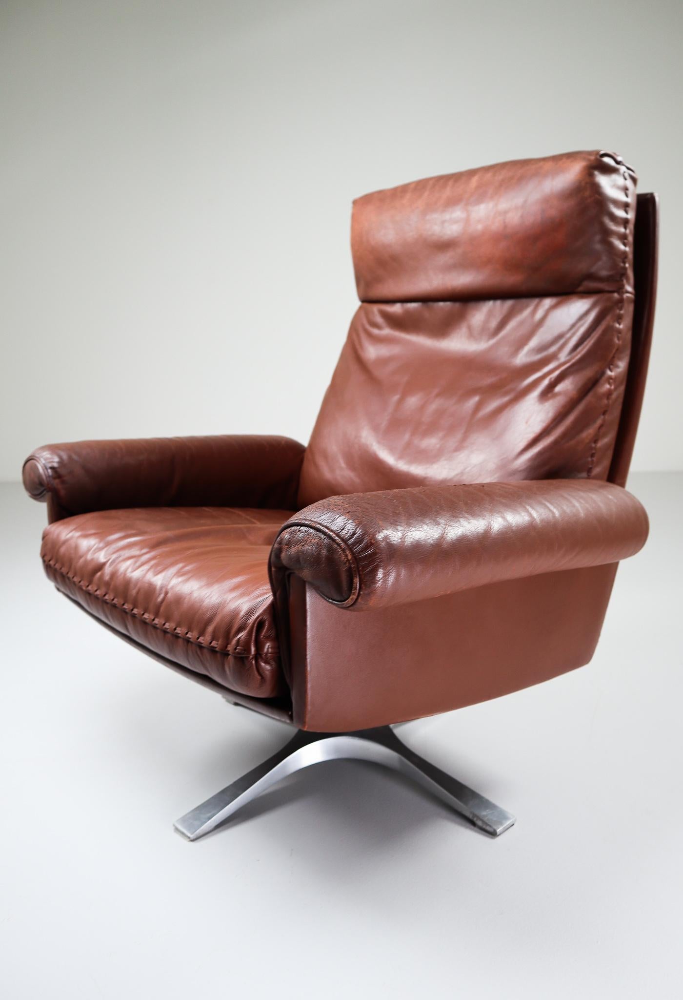 Patinated brown leather 