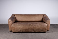 Patinated Buffalo Leather De Sede DS-47 Extendable 3-Seat Sofa