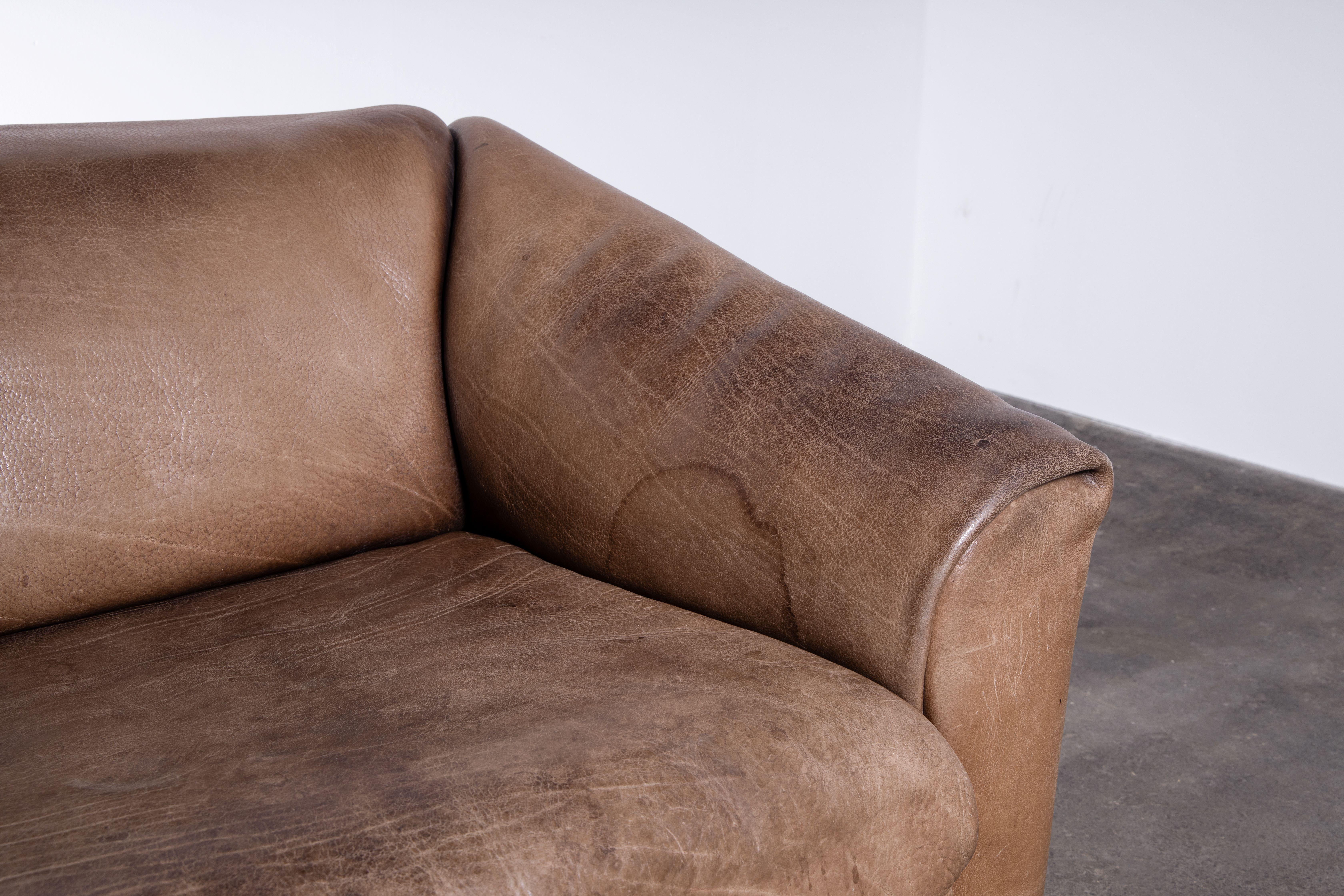 Patinated Buffalo Leather De Sede DS-47 Extendable 3-Seat Sofa 1