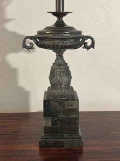 Patinated Cast Bronze and Tessellated Stone Table Lamps by Maitland Smith