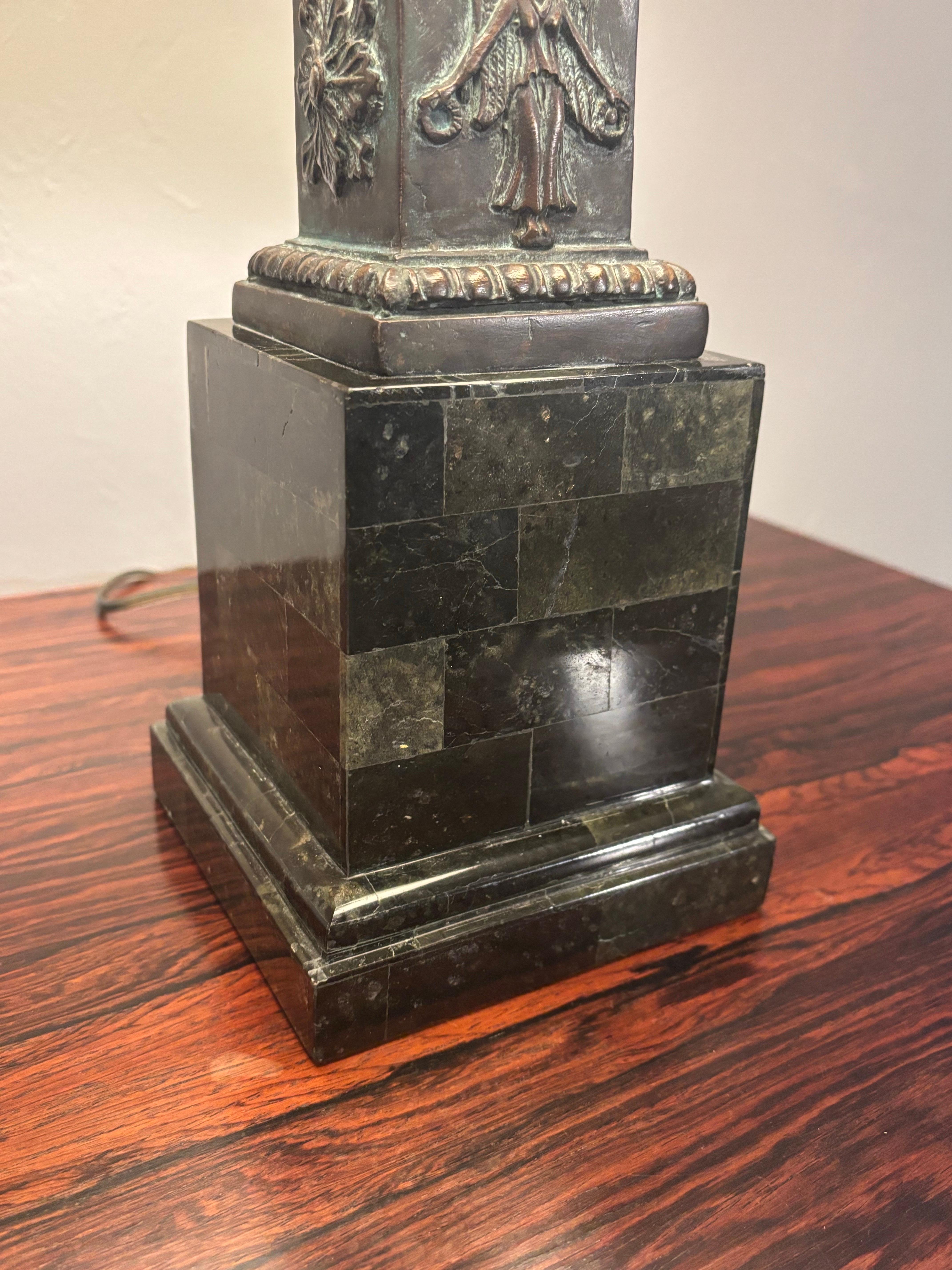 20th Century Patinated Cast Bronze and Tessellated Stone Table Lamps by Maitland Smith For Sale