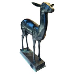 Patinated Cast Bronze Deer Statue