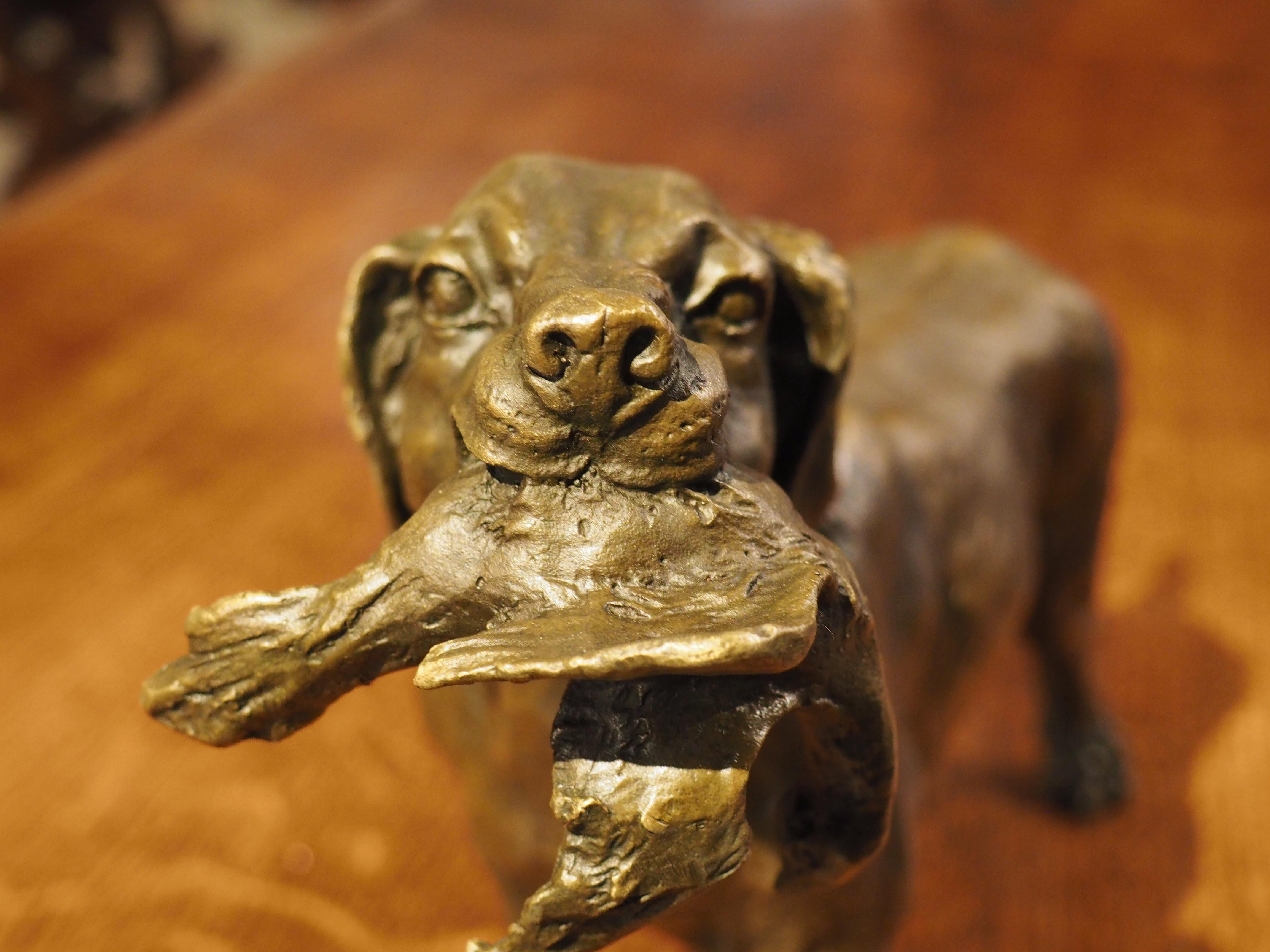 Patinated Cast Bronze Hunting Dog Sculpture, 20th Century 9
