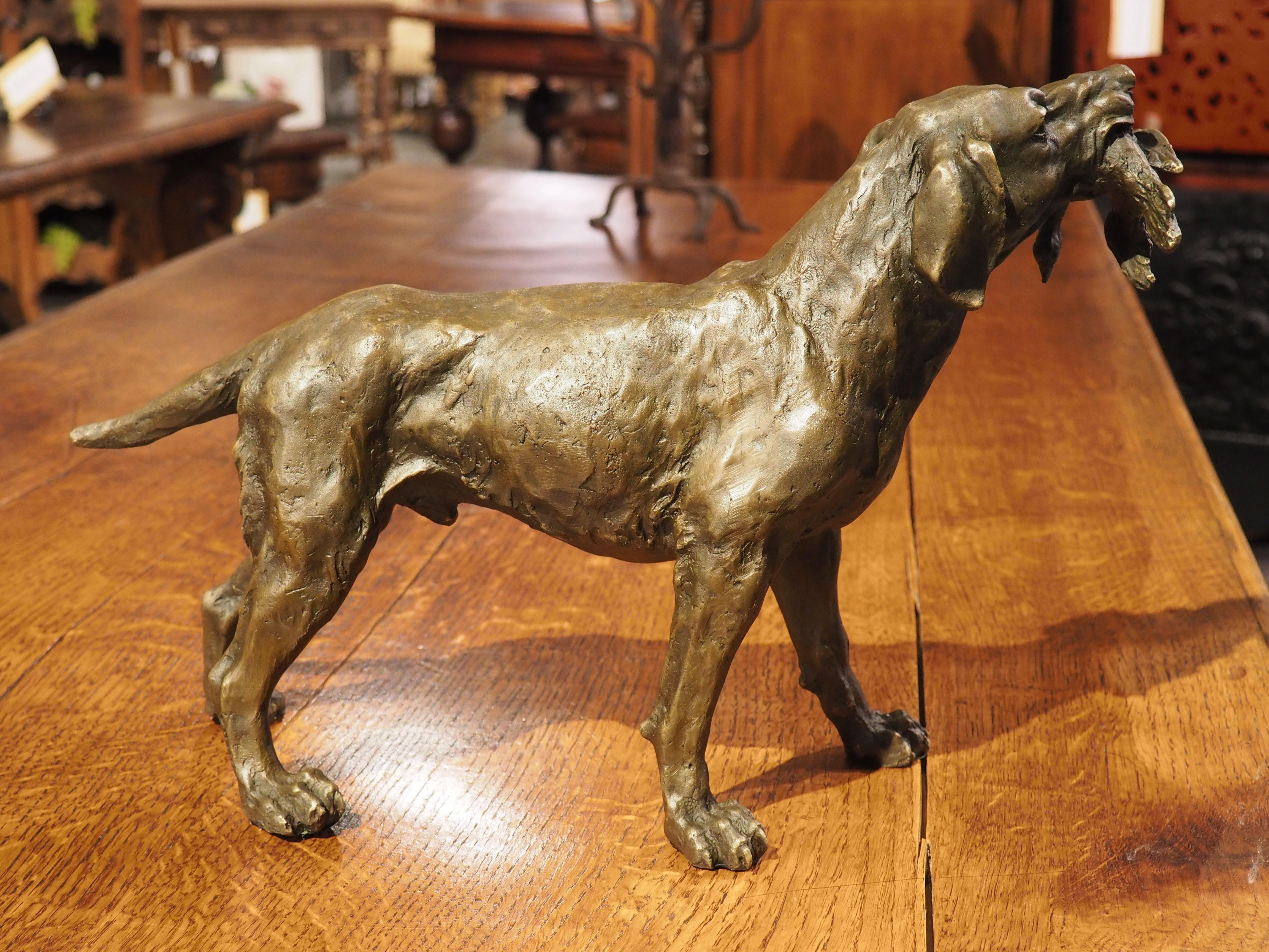 Patinated Cast Bronze Hunting Dog Sculpture, 20th Century 10