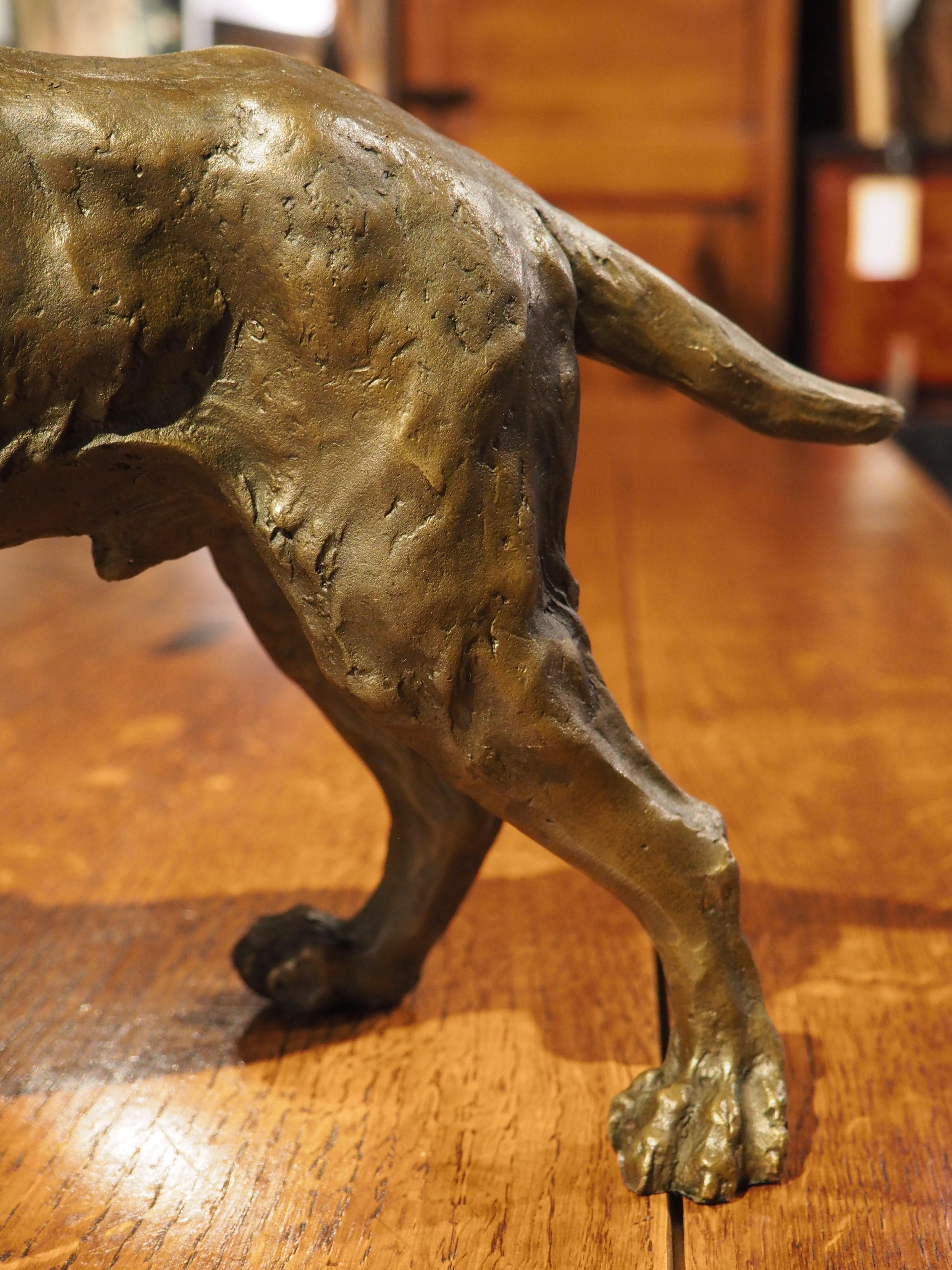 Patinated Cast Bronze Hunting Dog Sculpture, 20th Century 3