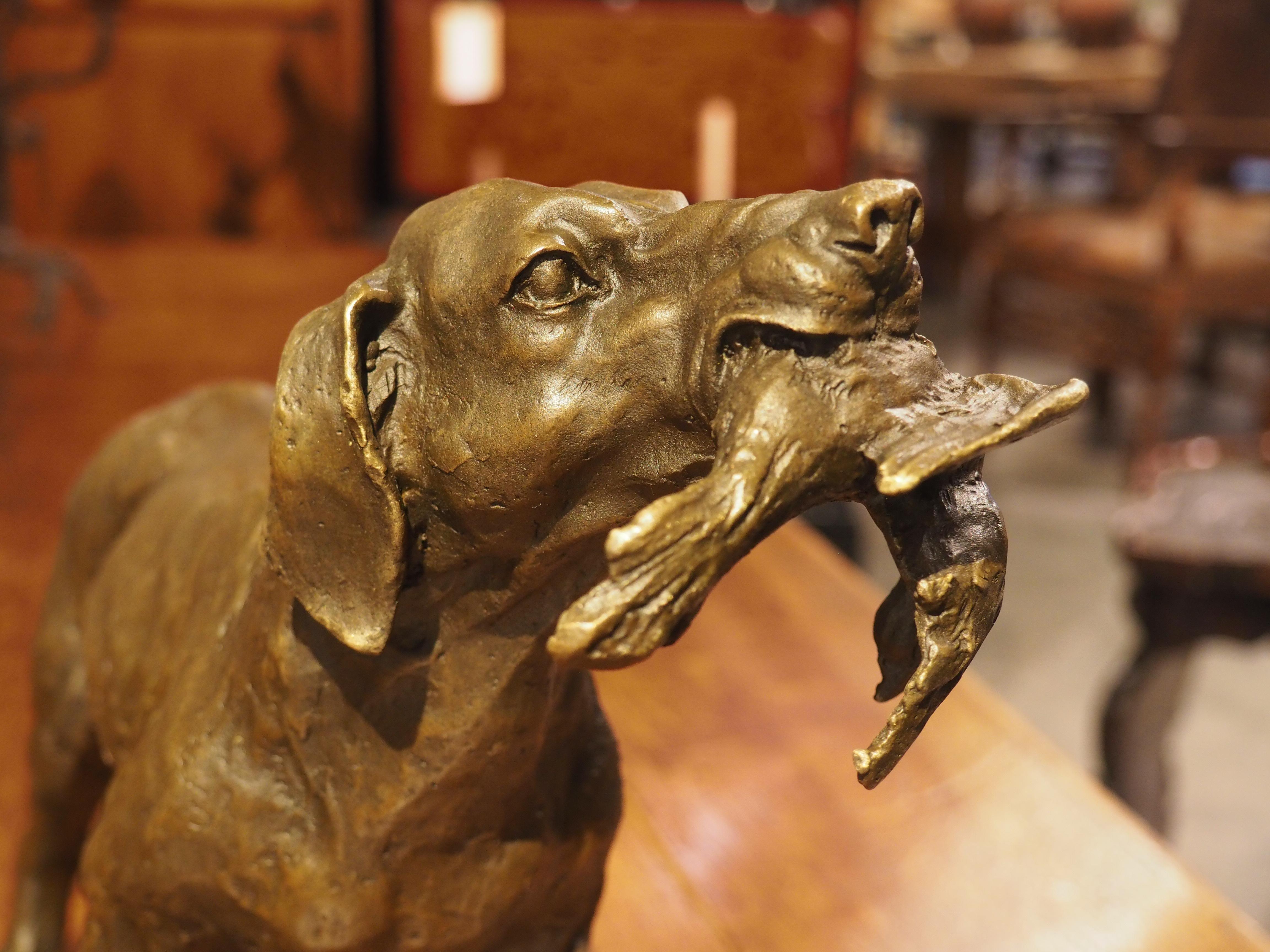 Patinated Cast Bronze Hunting Dog Sculpture, 20th Century 6