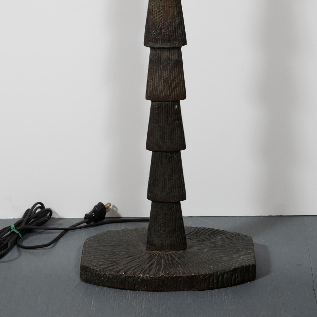 French Patinated Cast Bronze Sculptural Floor Lamp For Sale