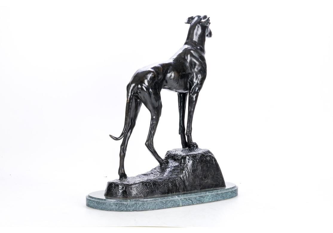 Patinated Cast Bronze Sculpture Of A Greyhound After Jules-Edmond Masson For Sale 3