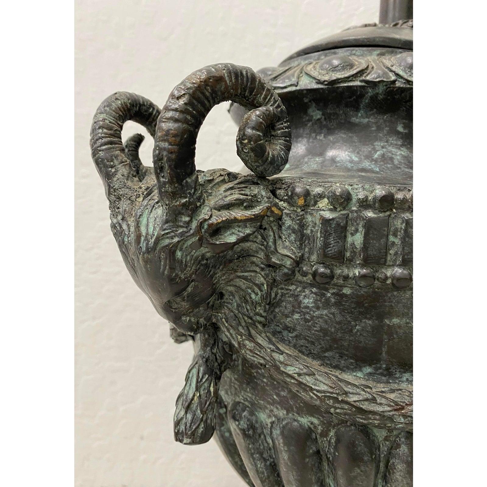 Philippine Patinated Cast Bronze Urn Table Lamp by Maitland Smith, circa 1960