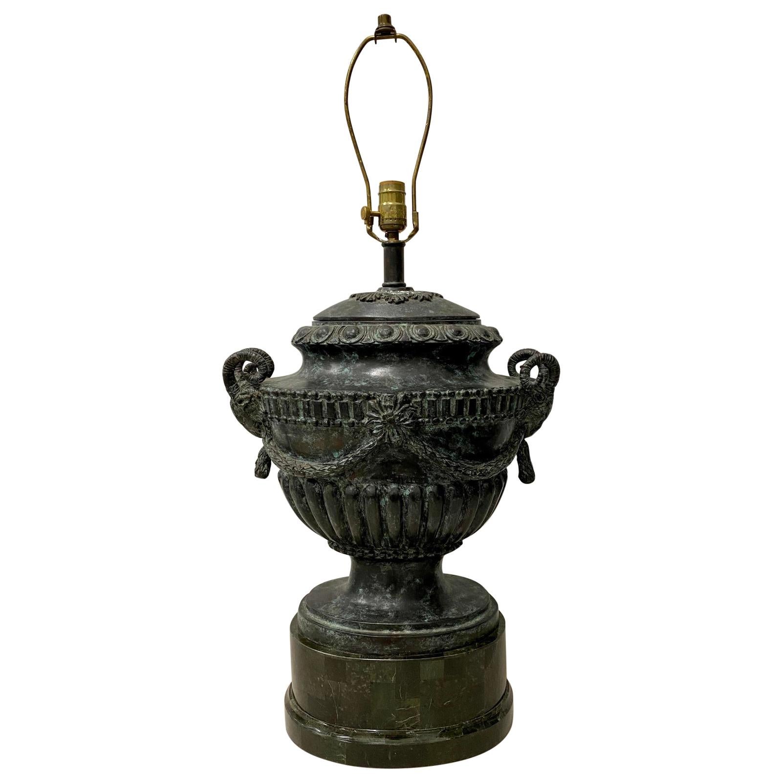 Patinated Cast Bronze Urn Table Lamp by Maitland Smith, circa 1960