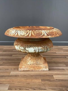 Patinated Cast Iron Urn Planter Coastal Rustic Farmhouse