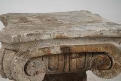 Patinated Concrete Cast Capital Pedestal Entry Table
