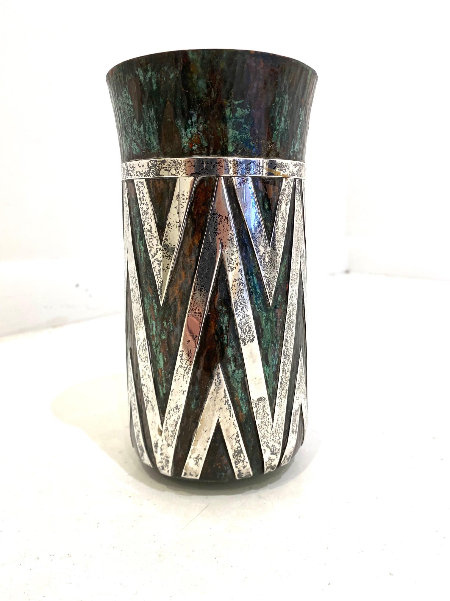 Vaso in rame patinato e argento di Graziella Laffi in vendita 4