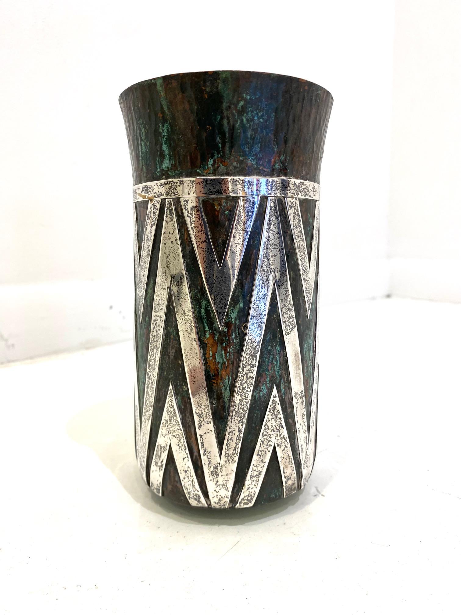 Vaso in rame patinato e argento di Graziella Laffi in vendita 5