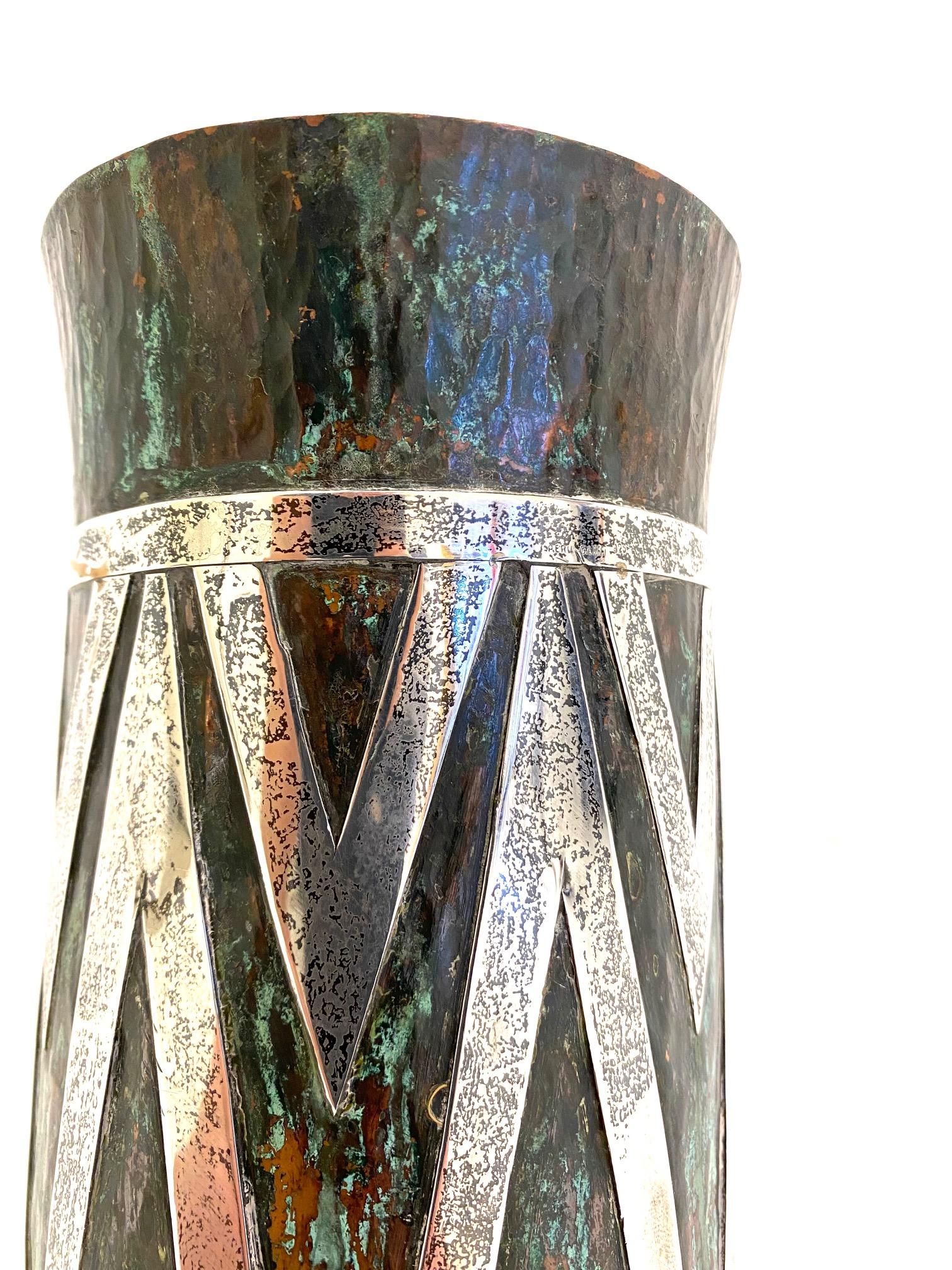 Vaso in rame patinato e argento di Graziella Laffi in vendita 1