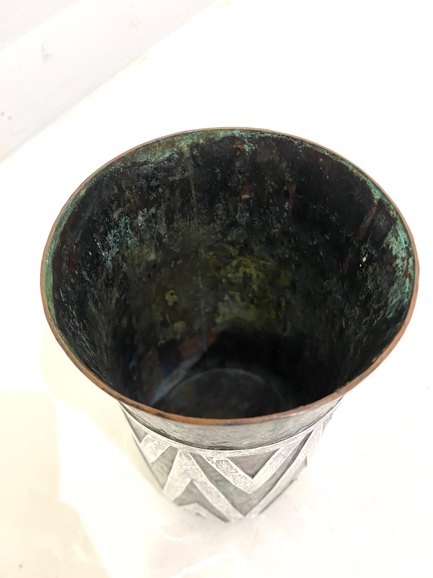 Vaso in rame patinato e argento di Graziella Laffi in vendita 2