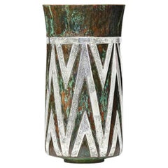 Patinated Copper and Silver Vase by Graziella Laffi