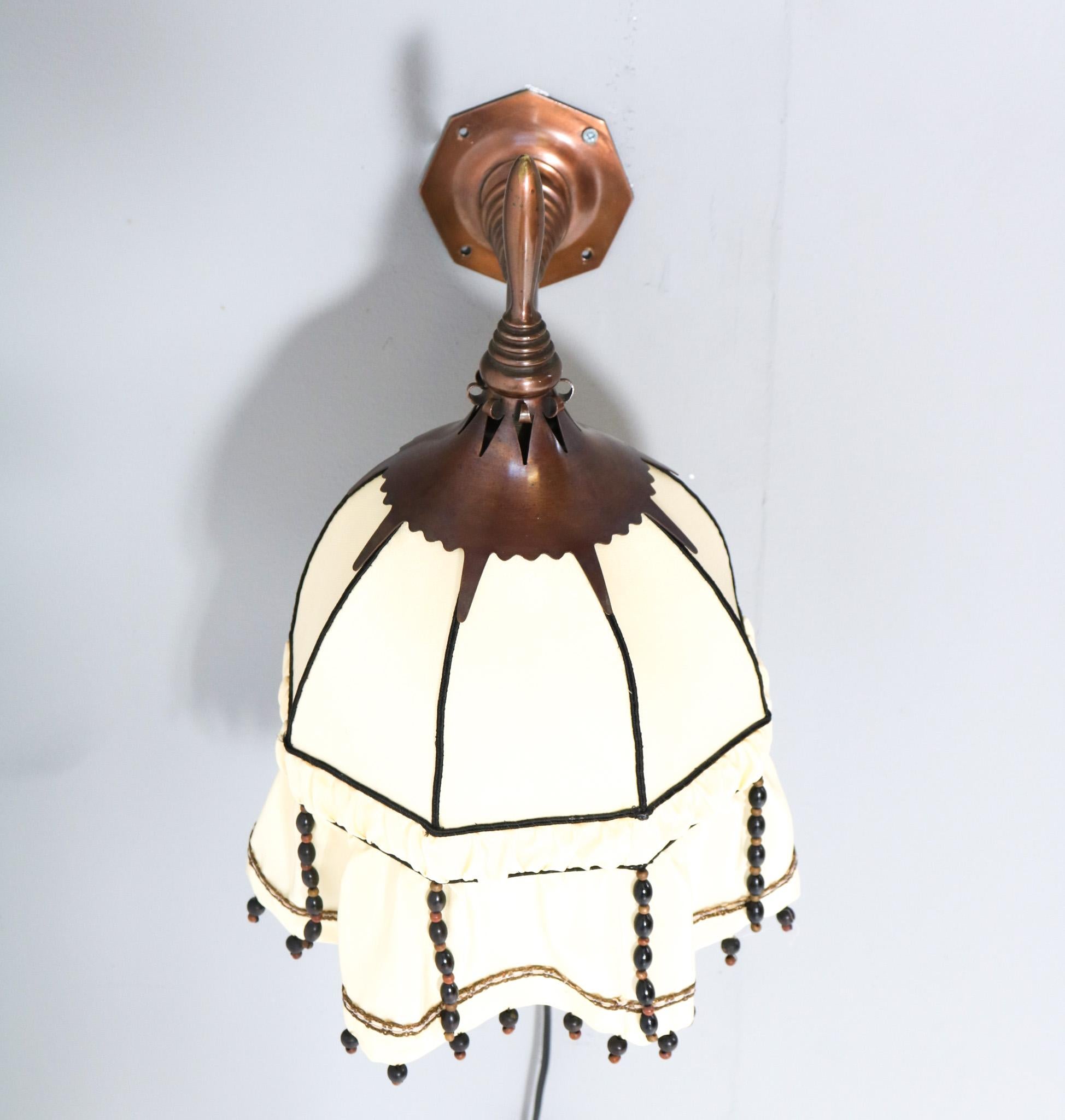 Dutch Patinated Copper Art Deco Amsterdamse School Wall Light by Willem Kromhout For Sale