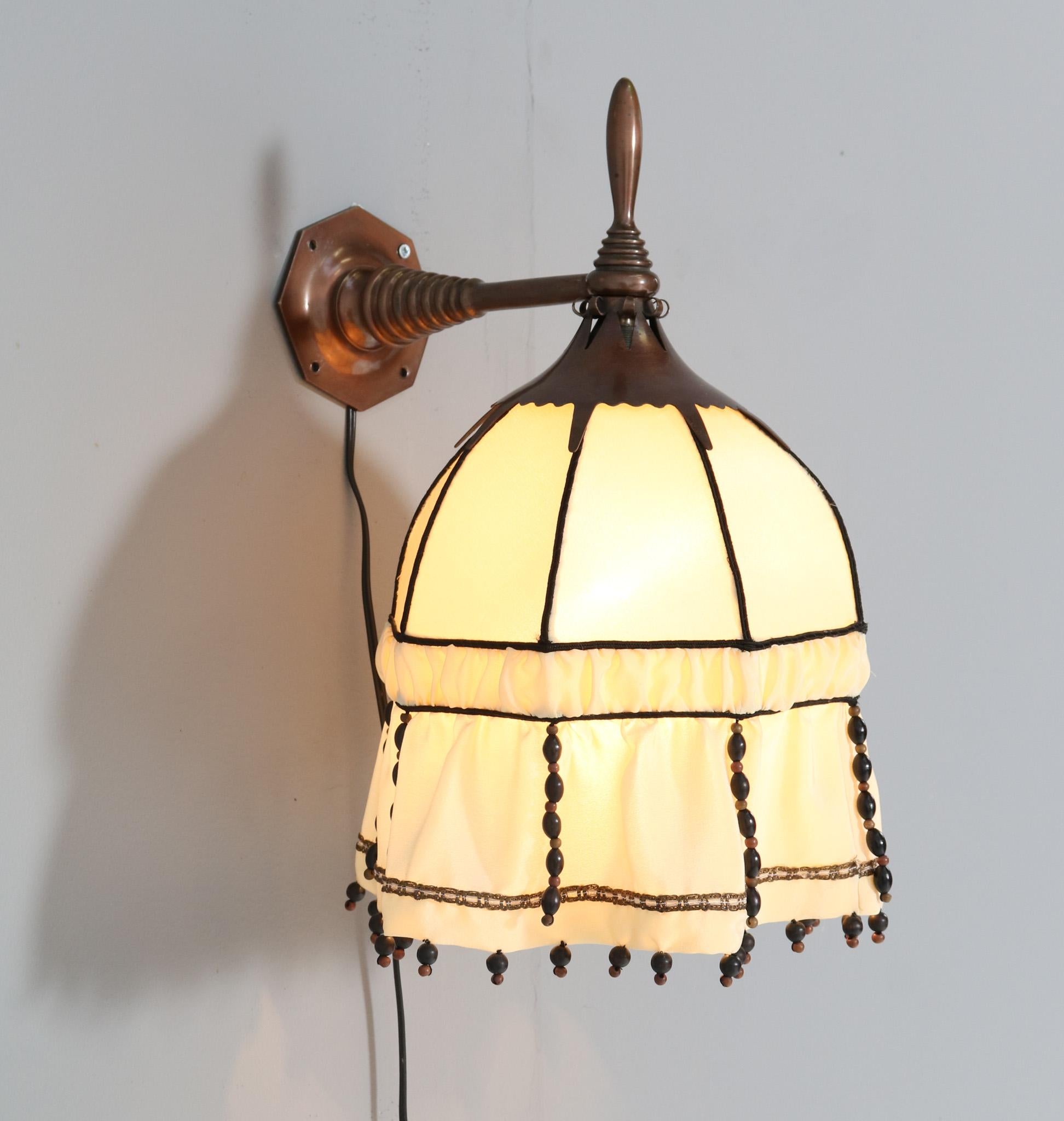 Early 20th Century Patinated Copper Art Deco Amsterdamse School Wall Light by Willem Kromhout For Sale