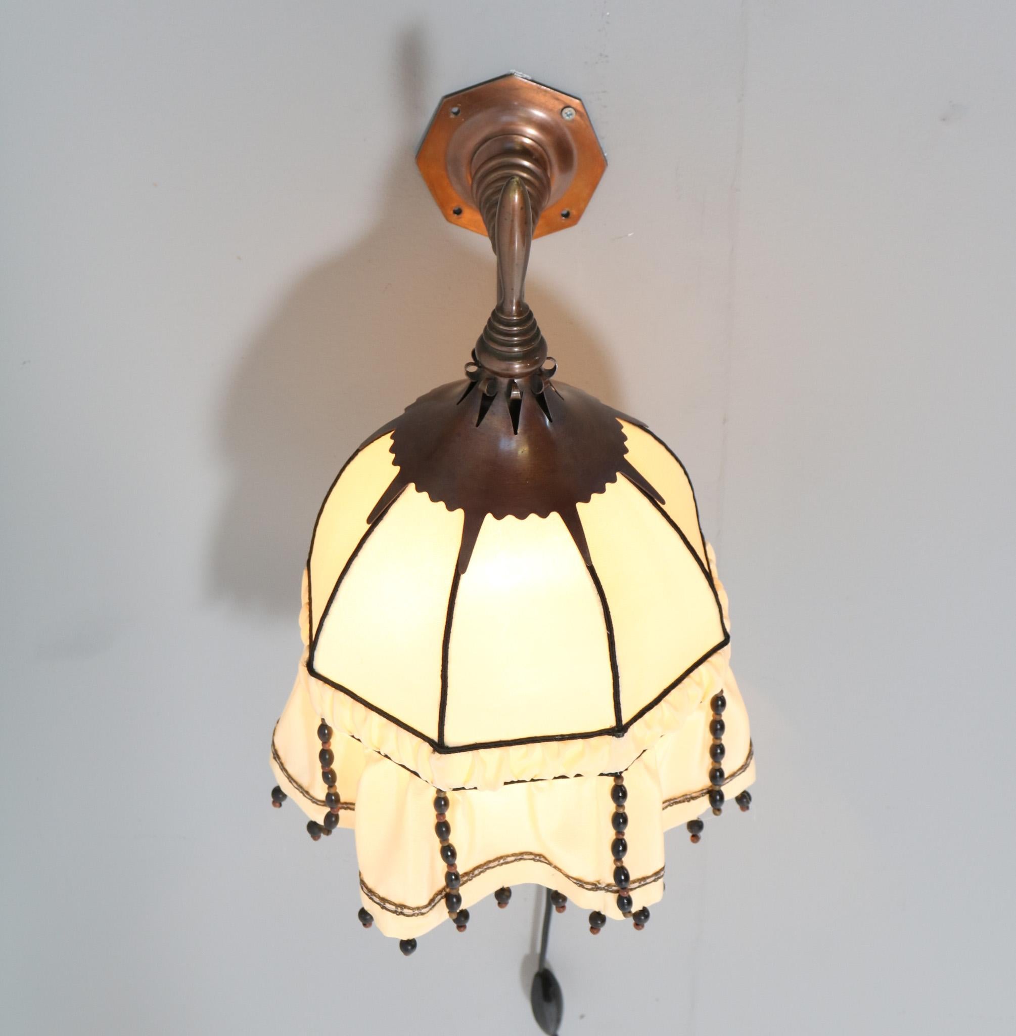 Patinated Copper Art Deco Amsterdamse School Wall Light by Willem Kromhout For Sale 3