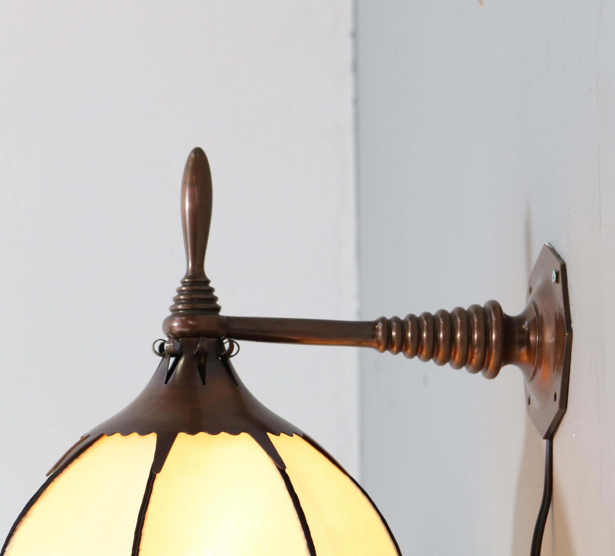 Patinated Copper Art Deco Amsterdamse School Wall Light by Willem Kromhout For Sale 4