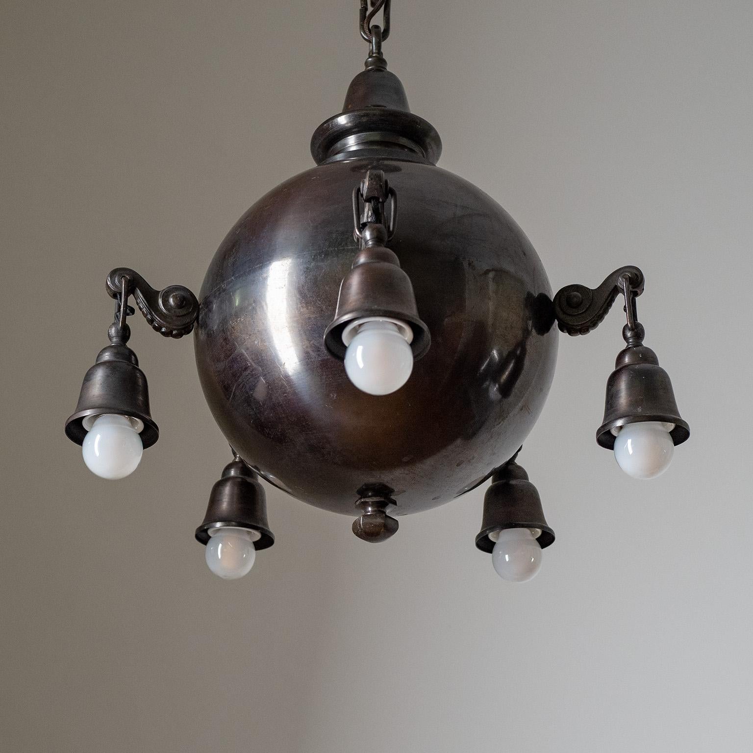 Patinated Copper Chandelier, 1910s 1