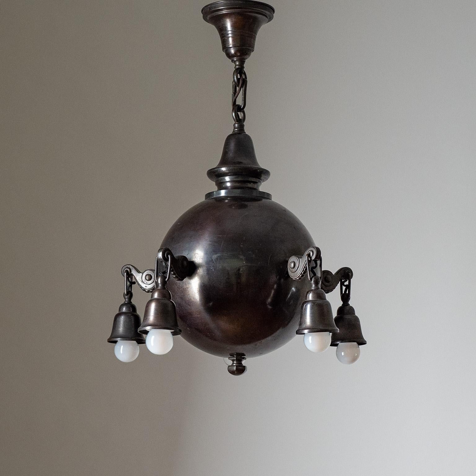 Patinated Copper Chandelier, 1910s 3