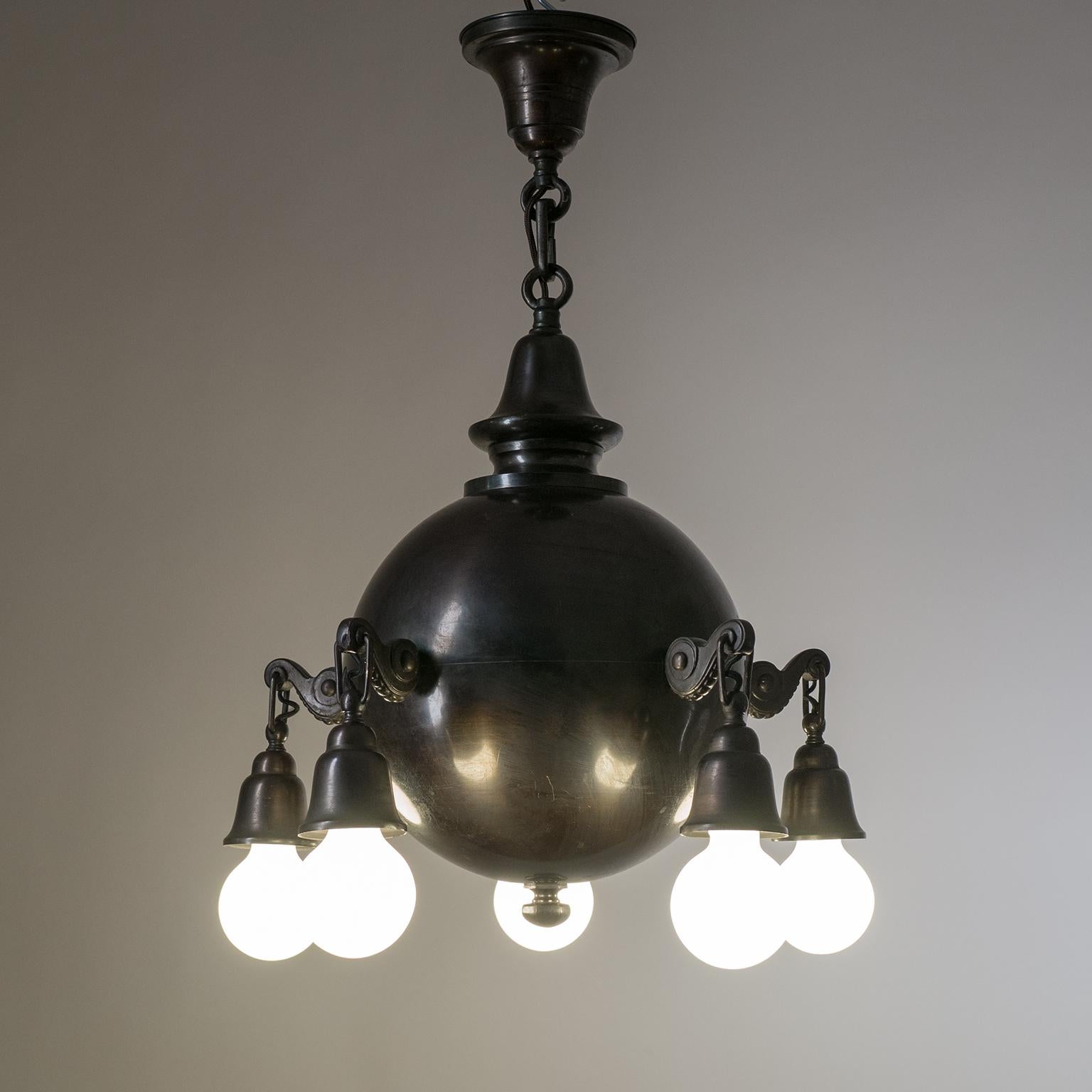 Patinated Copper Chandelier, circa 1915 3