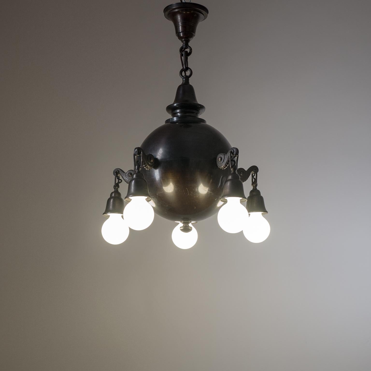 Patinated Copper Chandelier, circa 1915 6
