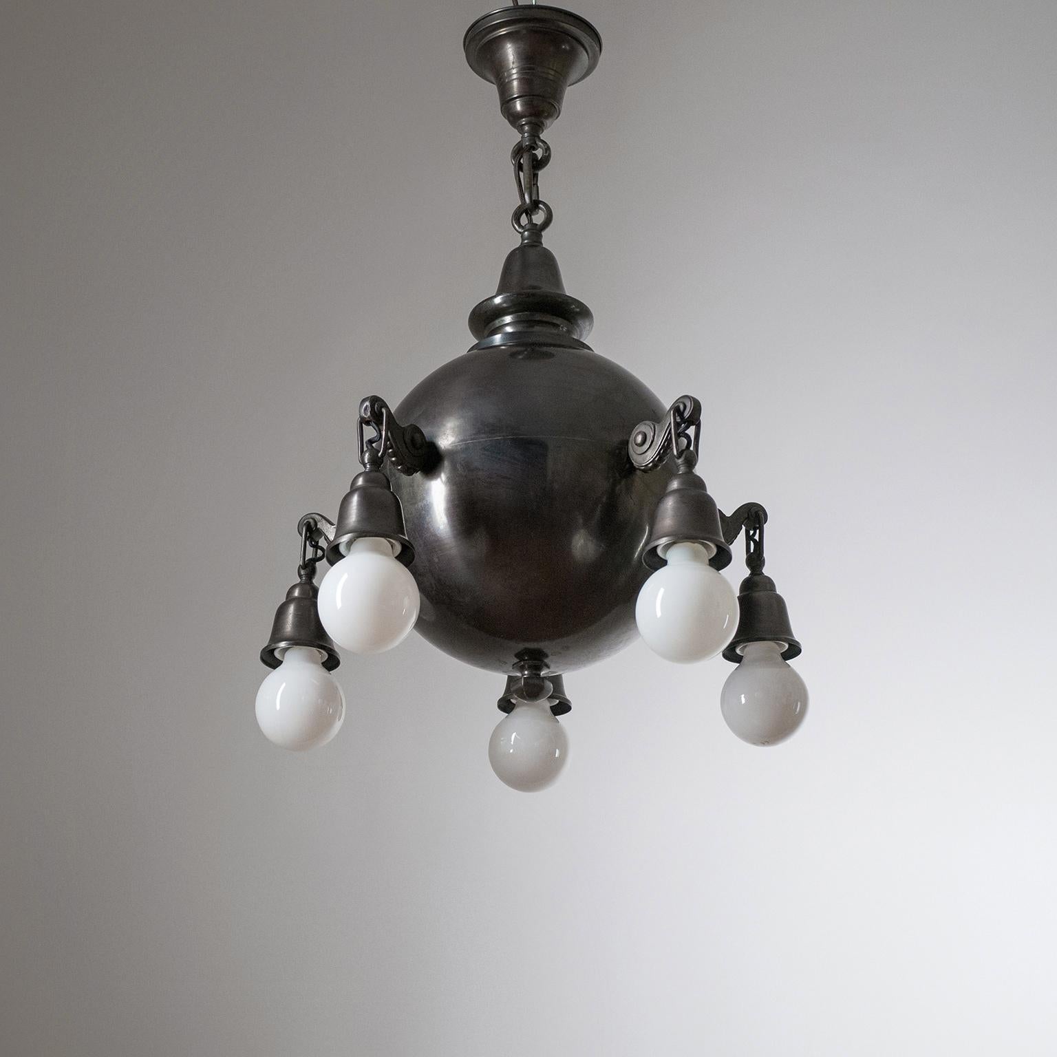 Patinated Copper Chandelier, circa 1915 5