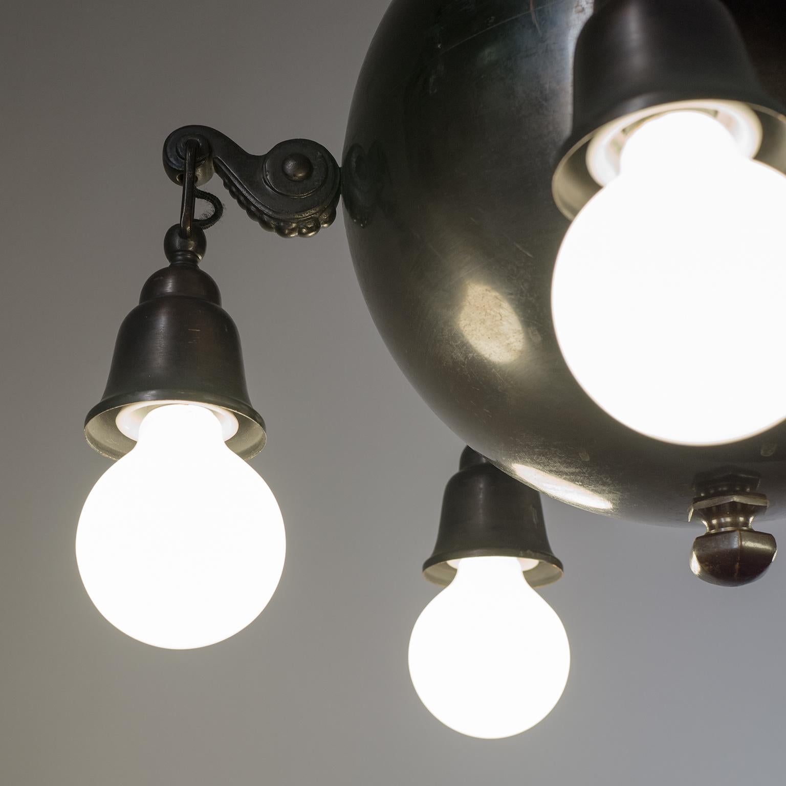 German Patinated Copper Chandelier, circa 1915