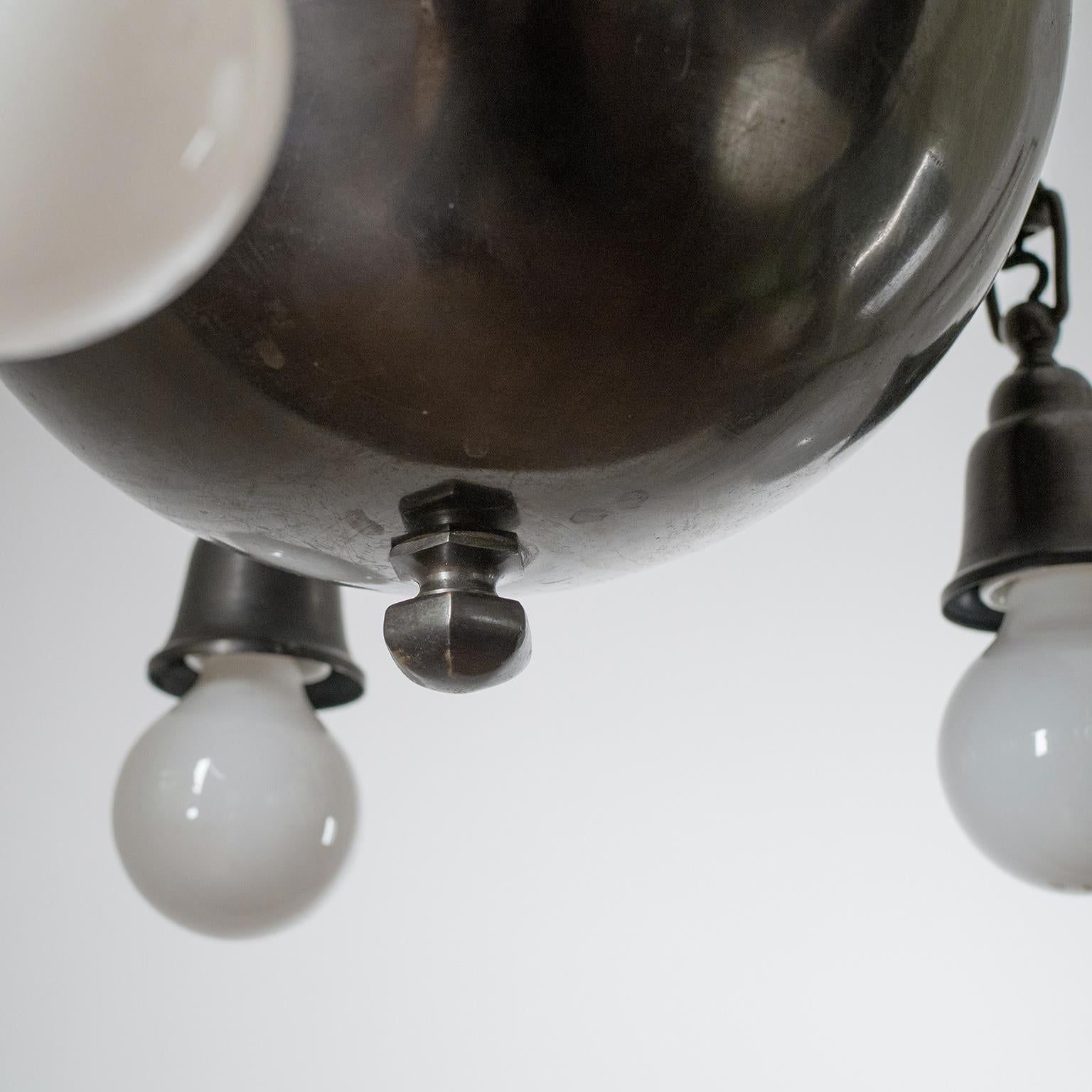 Patinated Copper Chandelier, circa 1915 In Good Condition In Vienna, AT