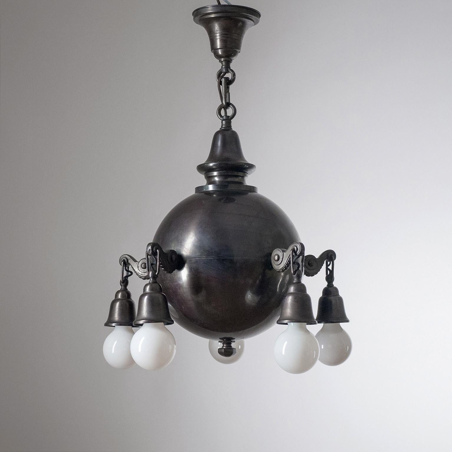 Patinated Copper Chandelier, circa 1915 4