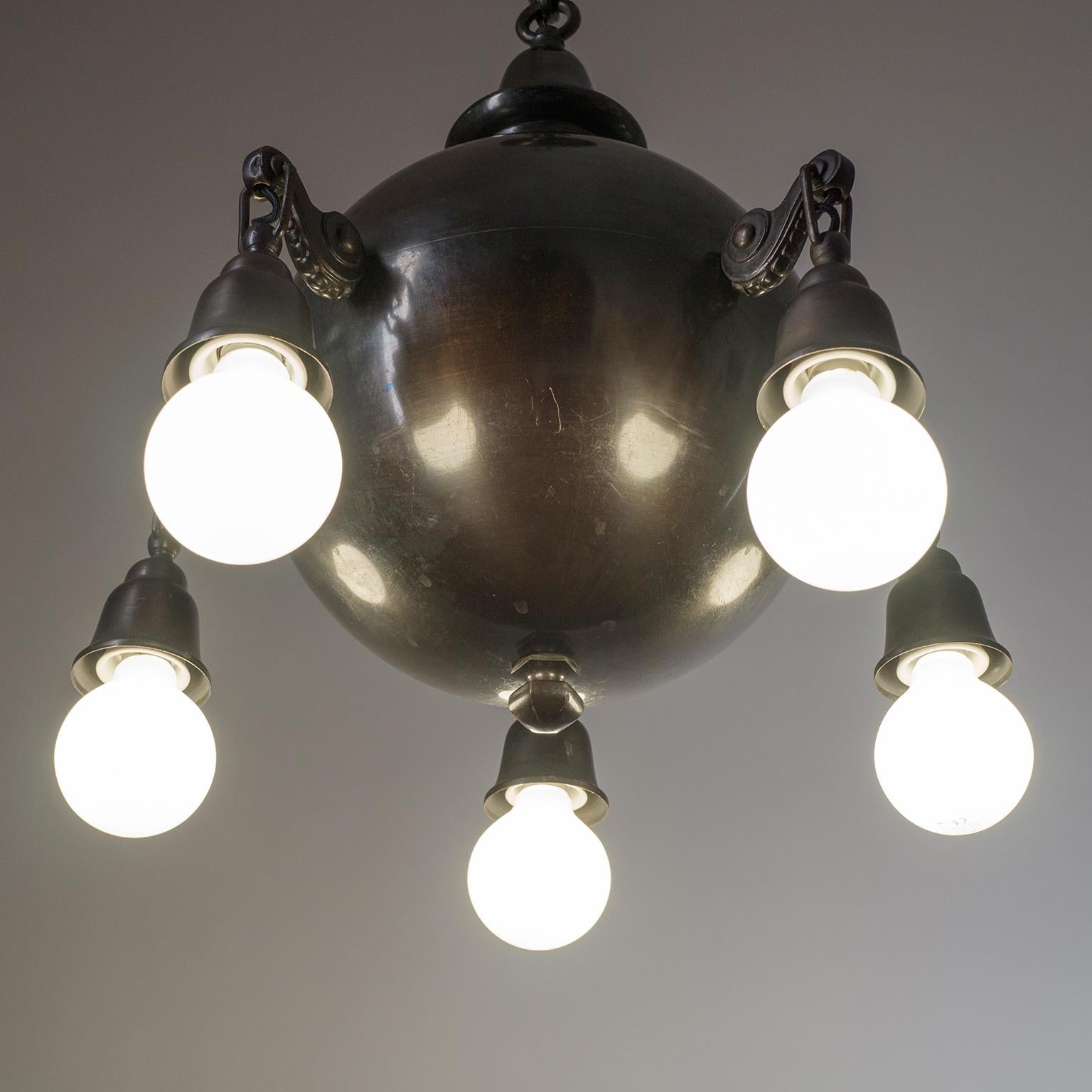 Patinated Copper Chandelier, circa 1915 2