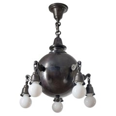 Patinated Copper Chandelier, circa 1915