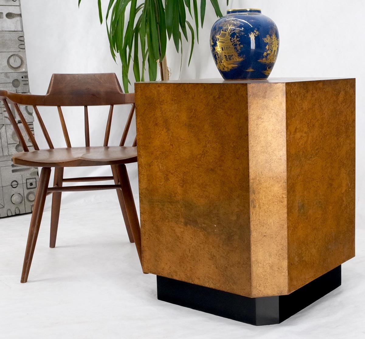 Patinated copper cube shape large pedestal occasional ent side table stand custom mint.