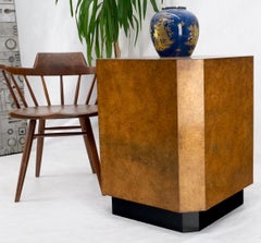 Patinated Copper Cube Shape Large Pedestal Occasional Table Stand Custom Mint