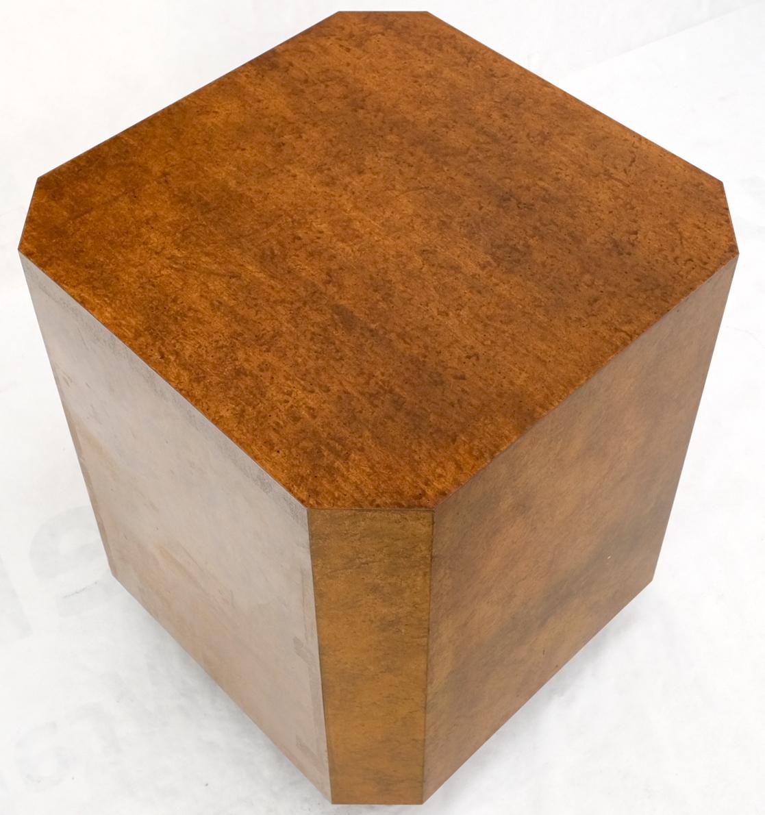 Patinated Copper Cube Shape Large Pedestal Occasional Table Stand Custom Mint For Sale 1