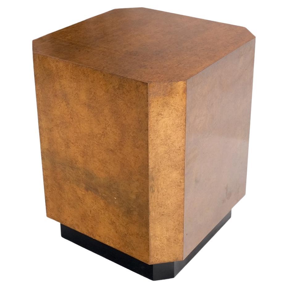 Patinated Copper Cube Shape Large Pedestal Occasional Table Stand Custom Mint For Sale