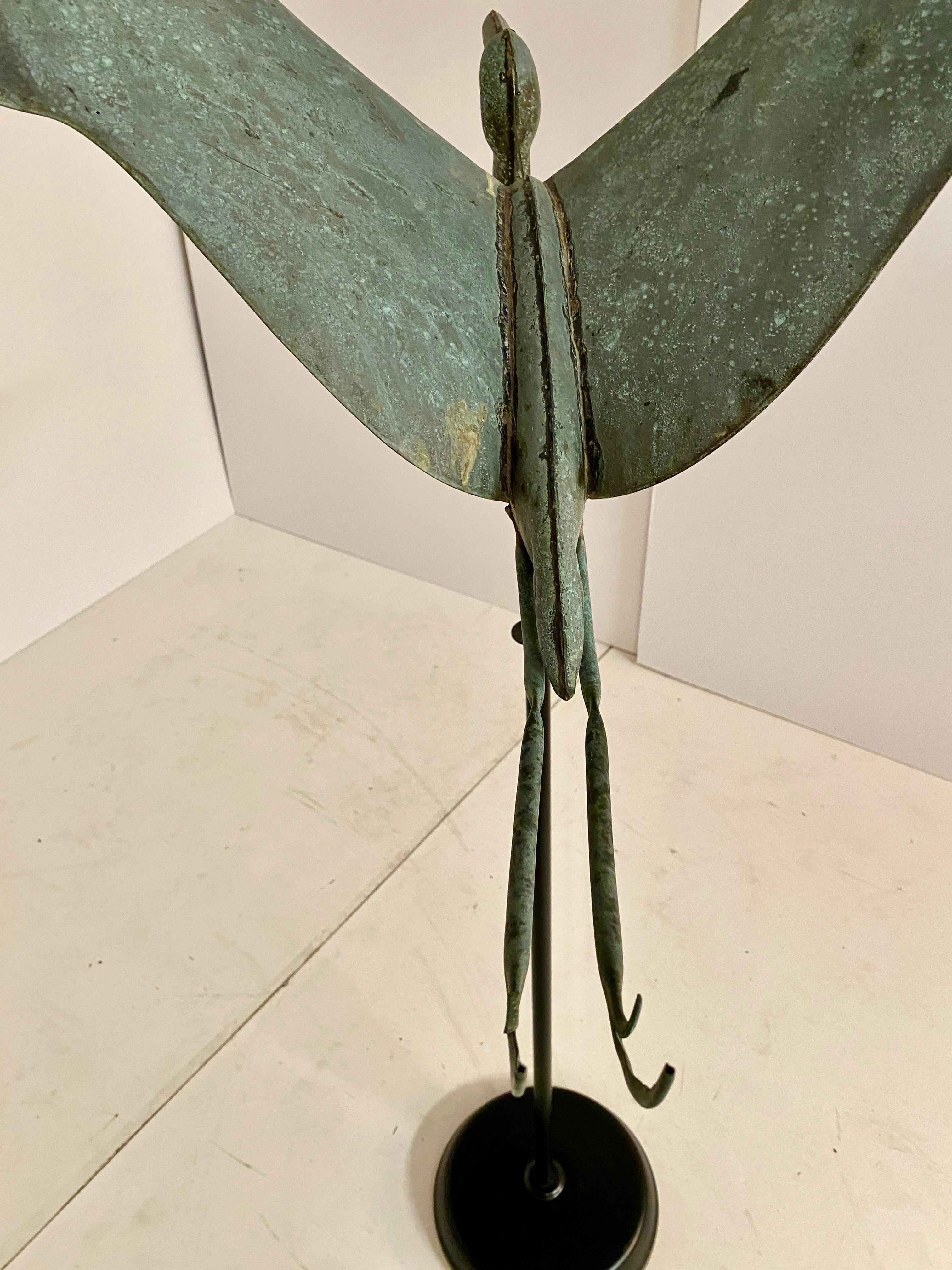 Patinated Copper Heron-form Weathervane 4