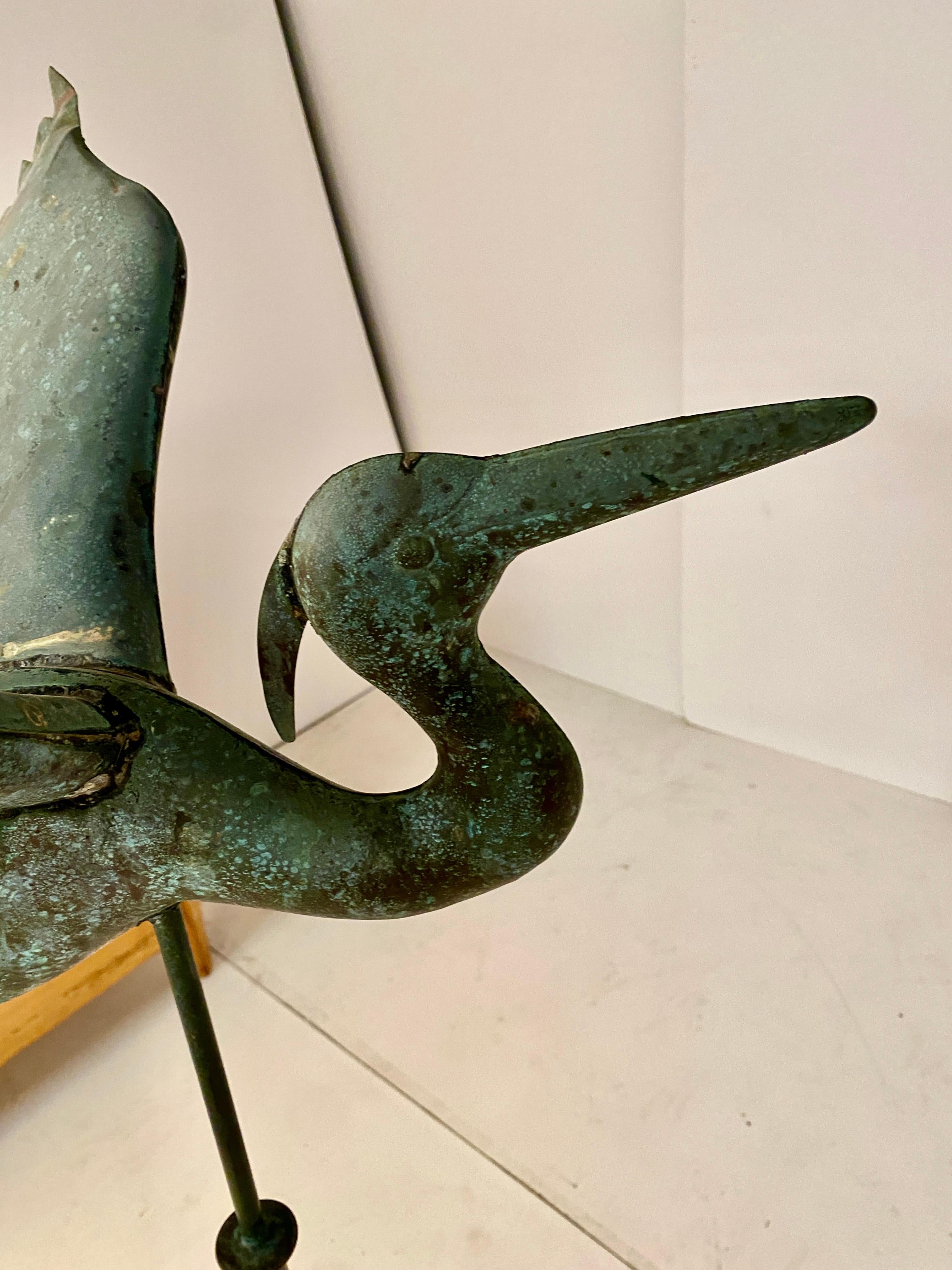 Patinated Copper Heron-form Weathervane 2
