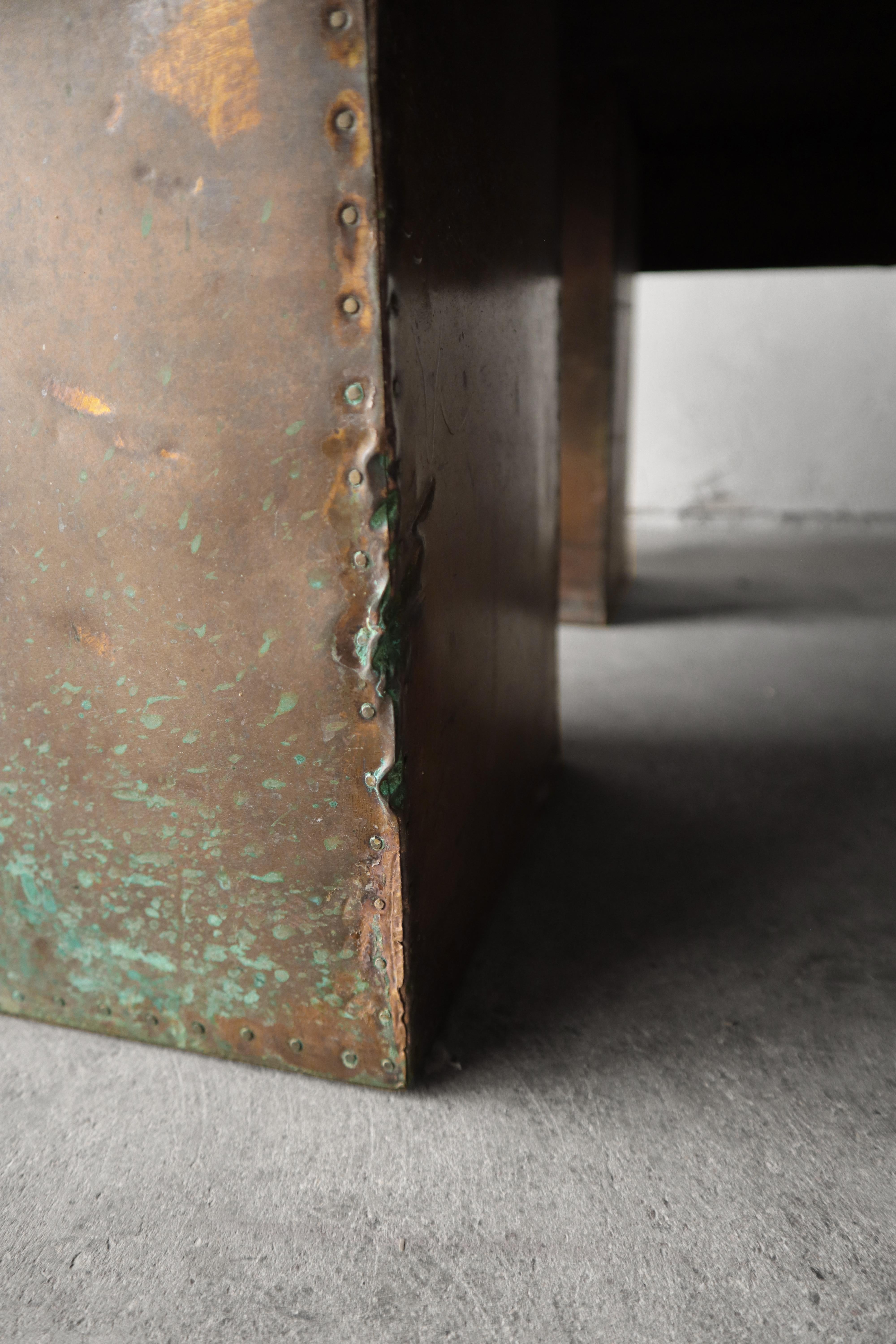 Patinated Copper Patchwork Coffee Table For Sale 1