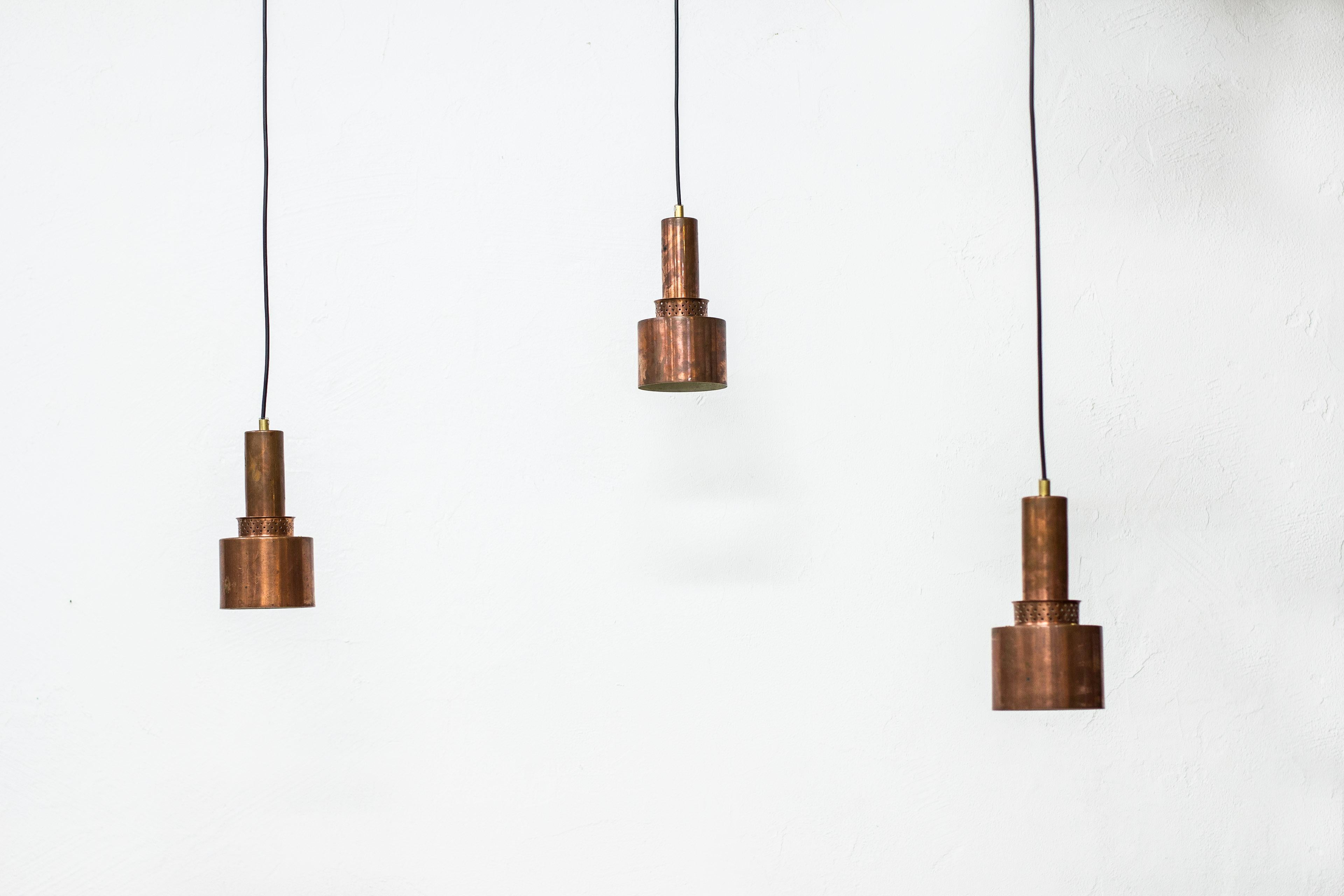 Swedish Patinated Copper Pendant Lamps by Hans Agne Jakobsson, Sweden, 1950s