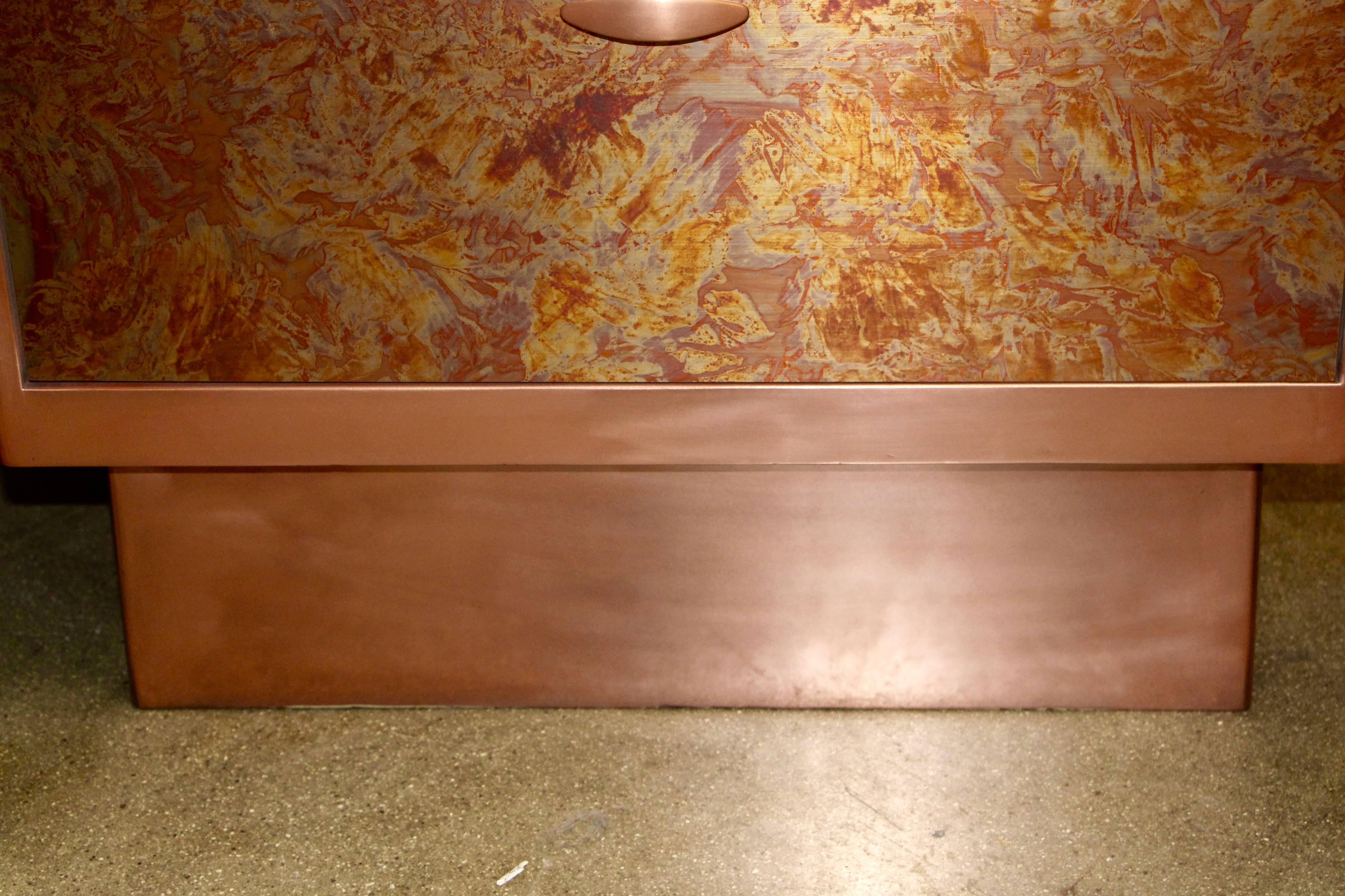 Patinated Copper Sheet Clad Nightstands or Chests 9