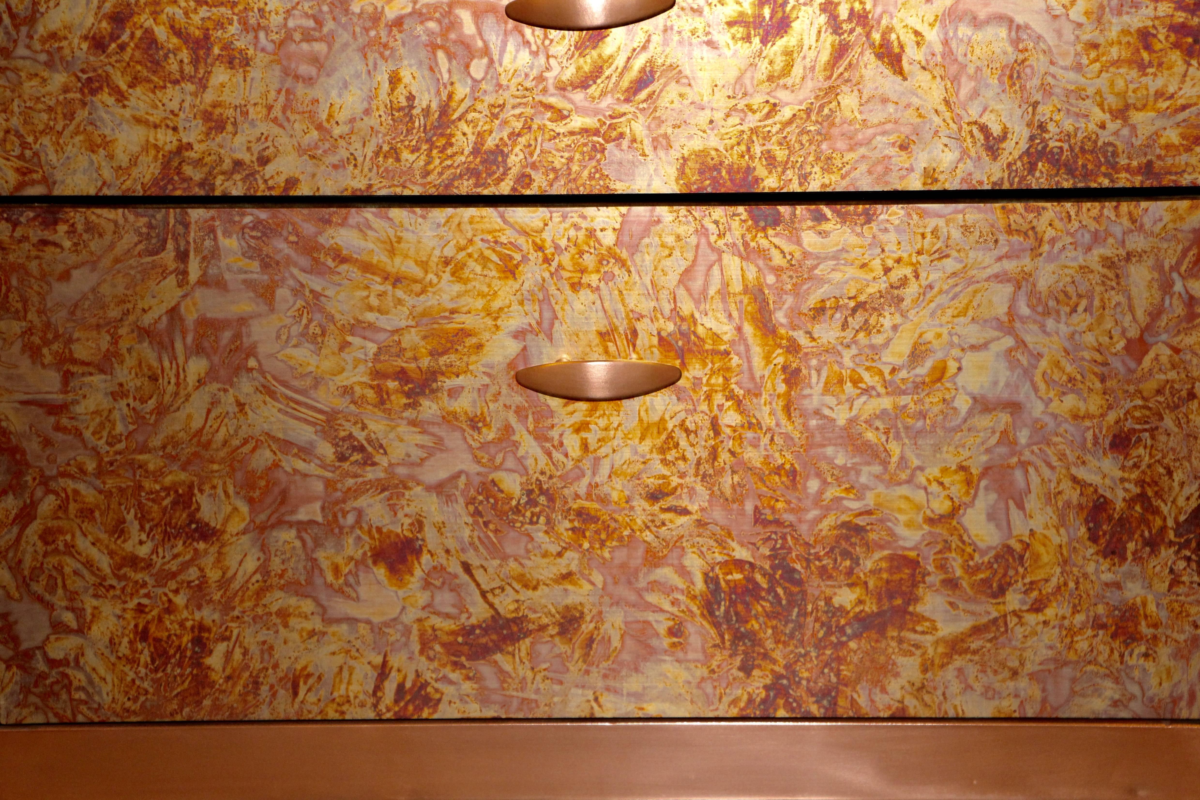 American Patinated Copper Sheet Clad Nightstands or Chests