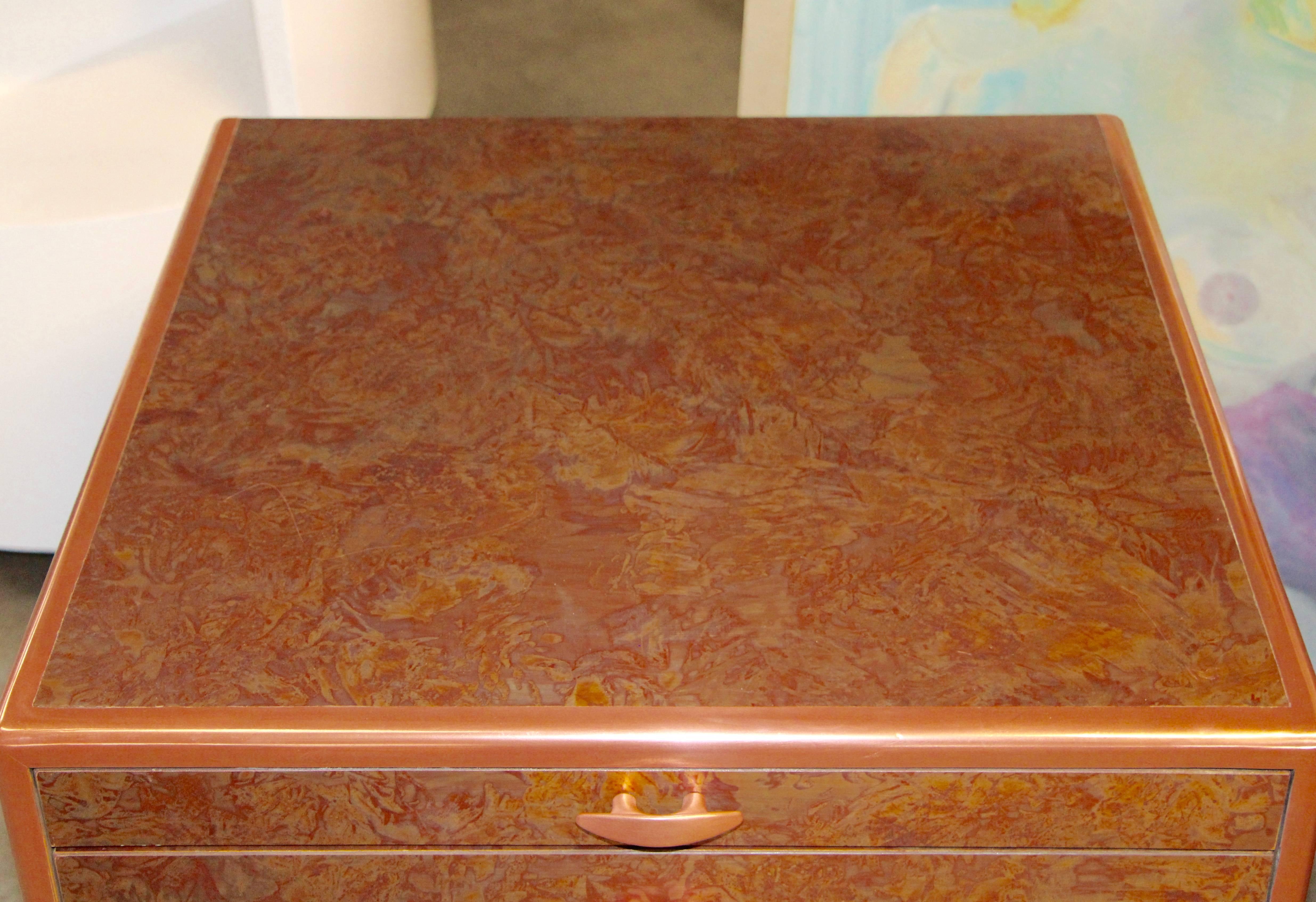 Patinated Copper Sheet Clad Nightstands or Chests In Good Condition In Palm Springs, CA